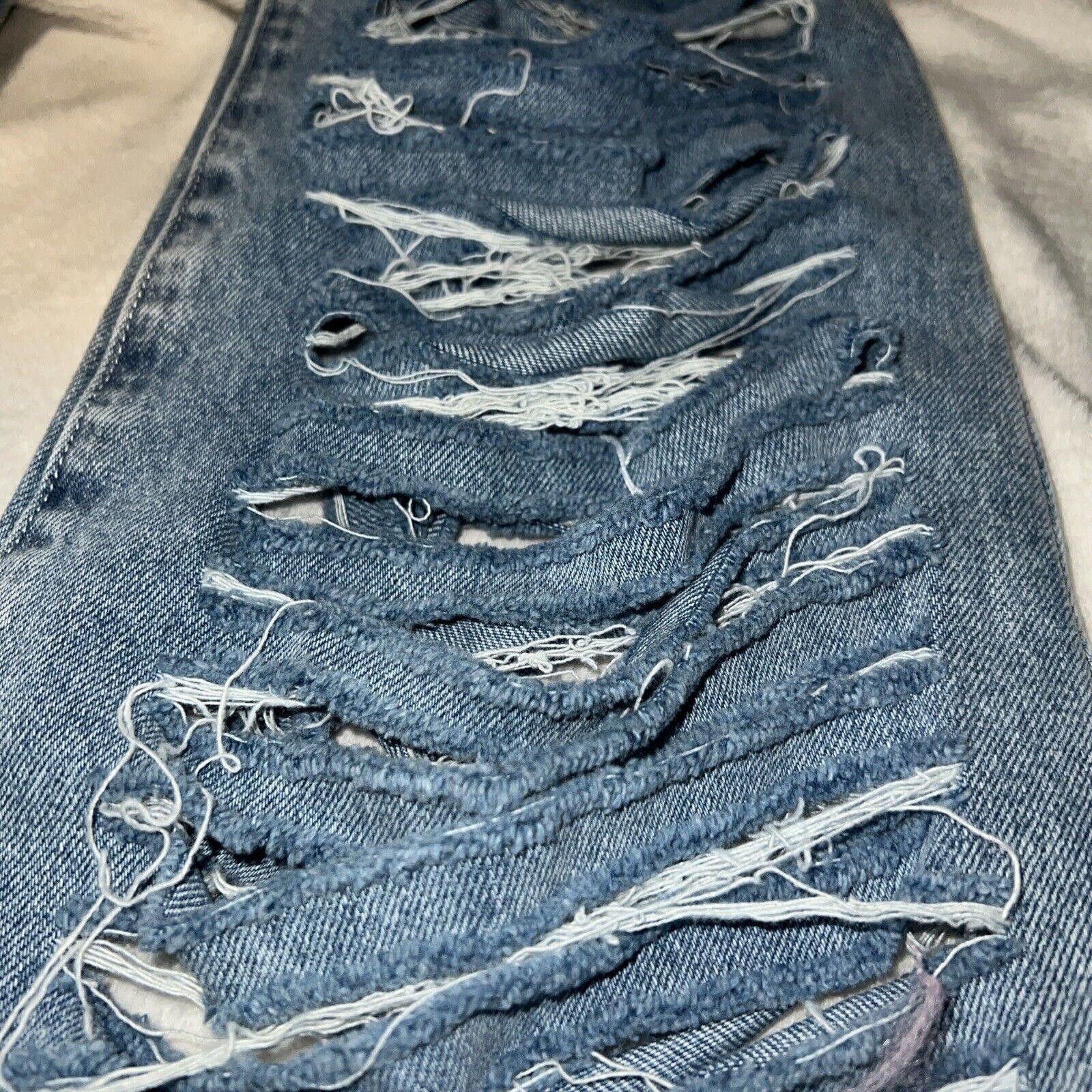 Designer M Destroyed Bootcut Jeans Dolls Kill Pants Shredded Cut Torn Size 32" / US 10 / IT 46 - 3 Thumbnail