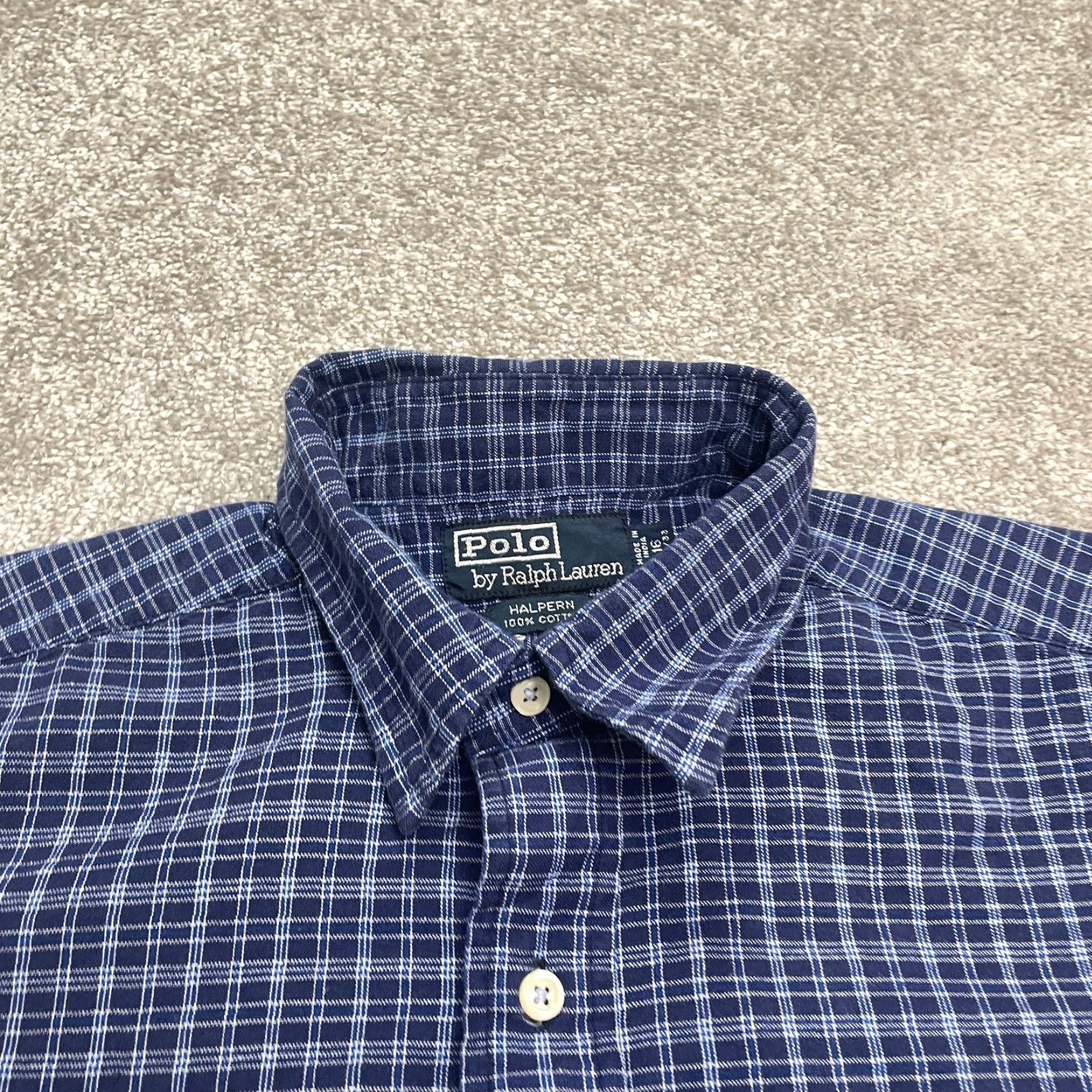 Polo Ralph Lauren VINTAGE Polo Ralph Lauren Halpern Button-Down Shirt Mens Large Blue Plaid Cotton Classic Casual Size US XS / EU 42 / 0 - 3 Thumbnail