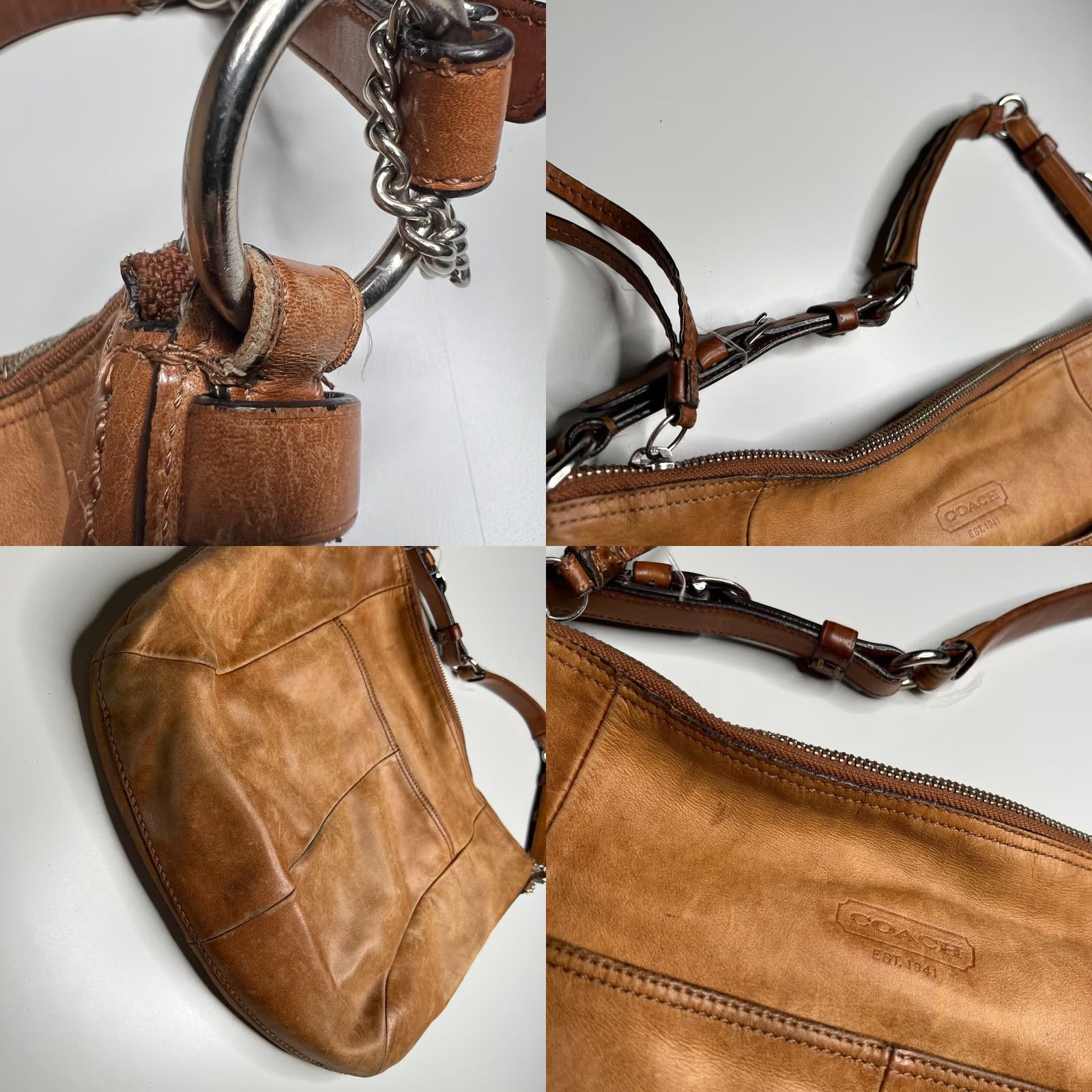 Coach VINTAGE Coach Brown Leather Shoulder Bag Slouchy Hobo Purse Pink Lining - Medium Women’s Bag | Coach J0849-12684 Size ONE SIZE - 8 Thumbnail