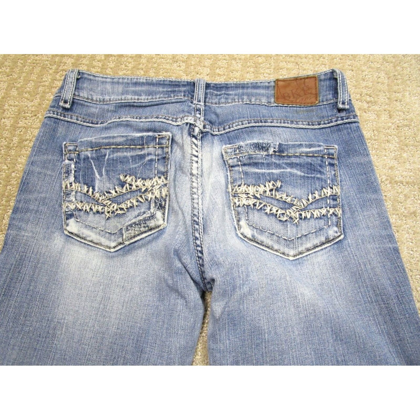 Vintage Buckle Jeans Women 29 Blue Bootcut Distressed Light Wash 5-Pocket Denim Low Rise VTG Size 29" - 6 Thumbnail