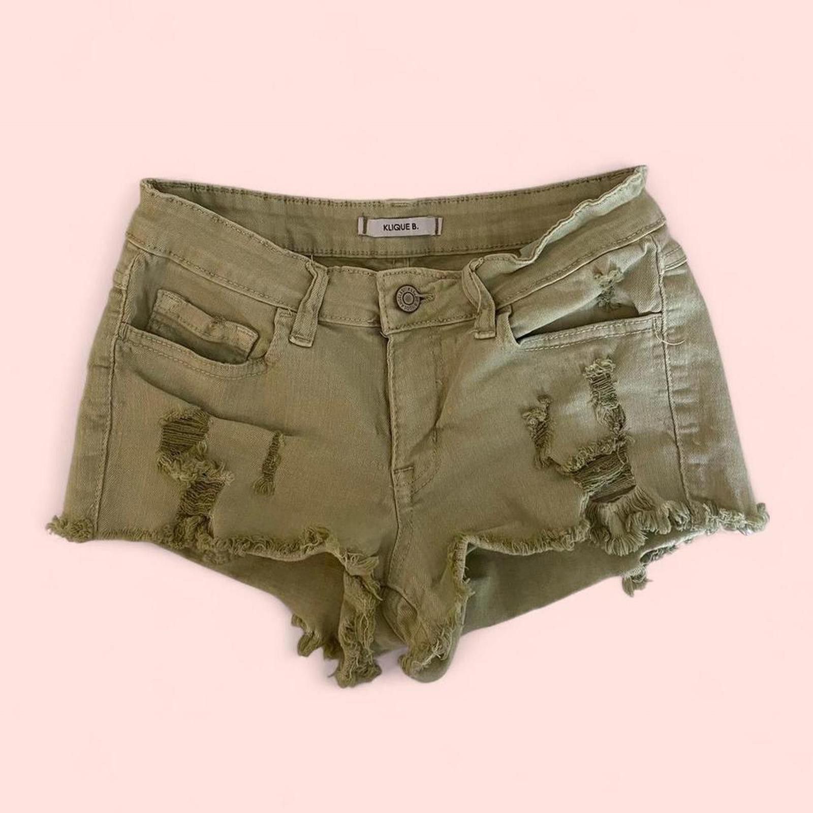Other Khaki green distressed denim shorts with frayed hem Size 26" / US 2 / IT 38 - 1 Thumbnail