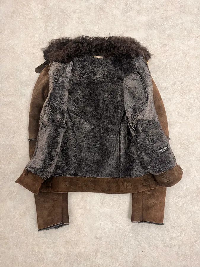 Dolce & Gabbana 2000s Dolce & Gabbana Aviator Shearling Brown Leather Jacket Size M / US 6-8 / IT 42-44 - 9 Thumbnail