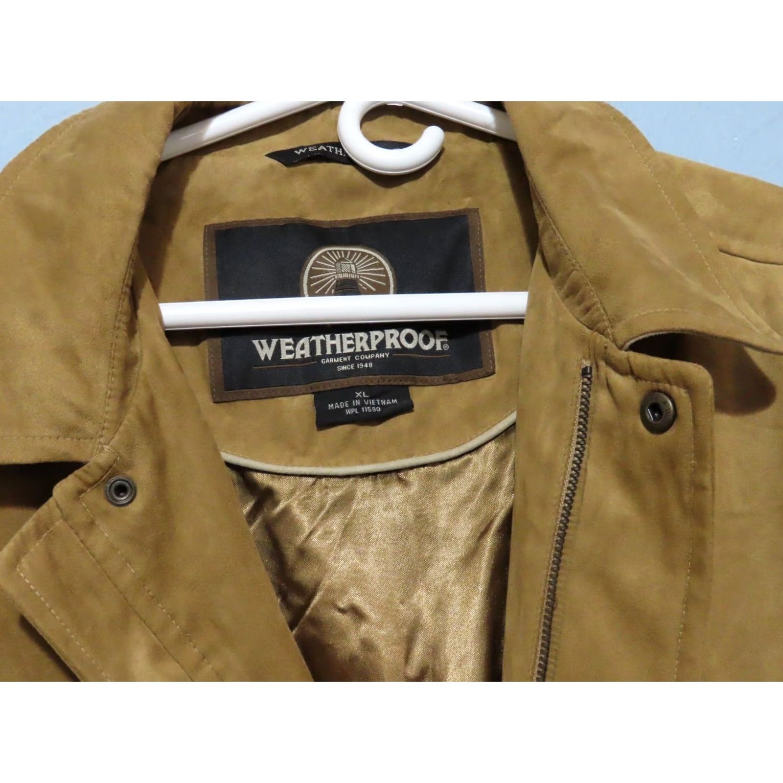 Weatherproof Weatherproof Men's XL Full Zip Belted Faux Suede Brown Jacket Shirt/Bomber Jacket/Softshell Mid-Length Zipper Pockets Classic Fit Size US XL / EU 56 / 4 - 6 Thumbnail