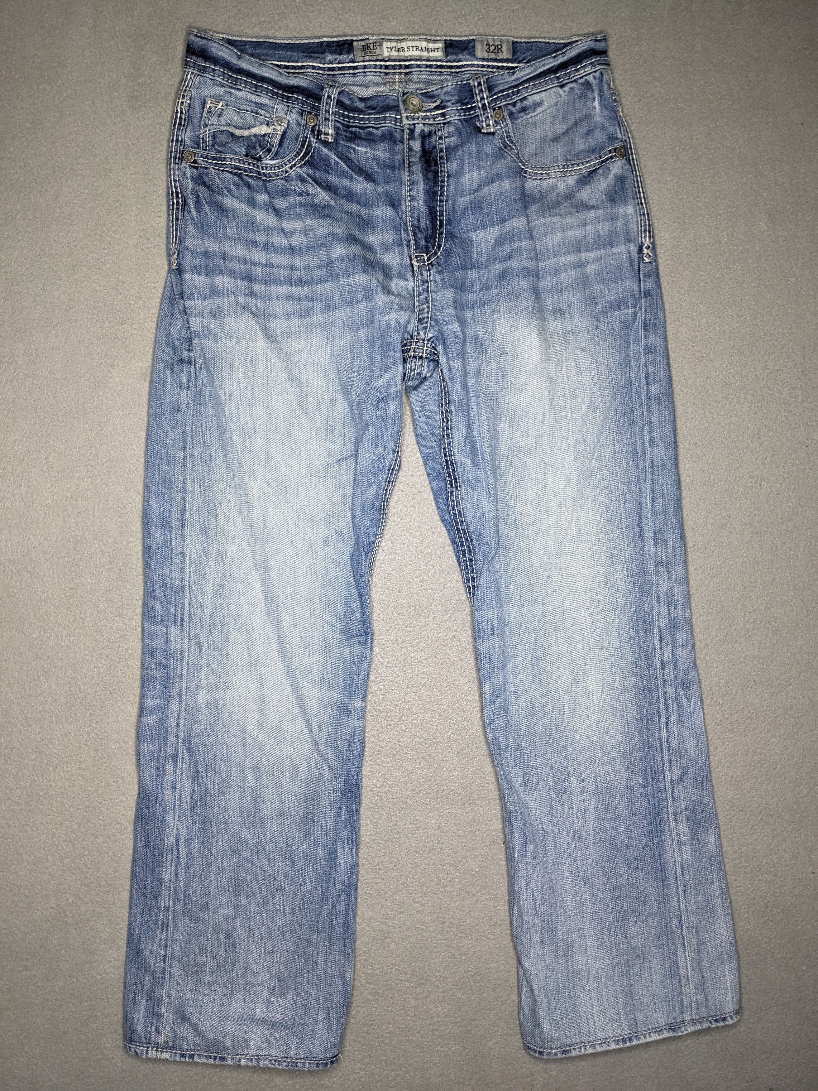 BKE BKE Tyler Straight Jeans 32x30 Distressed Whiskered Western Size US 32 / EU 48 - 1 Thumbnail