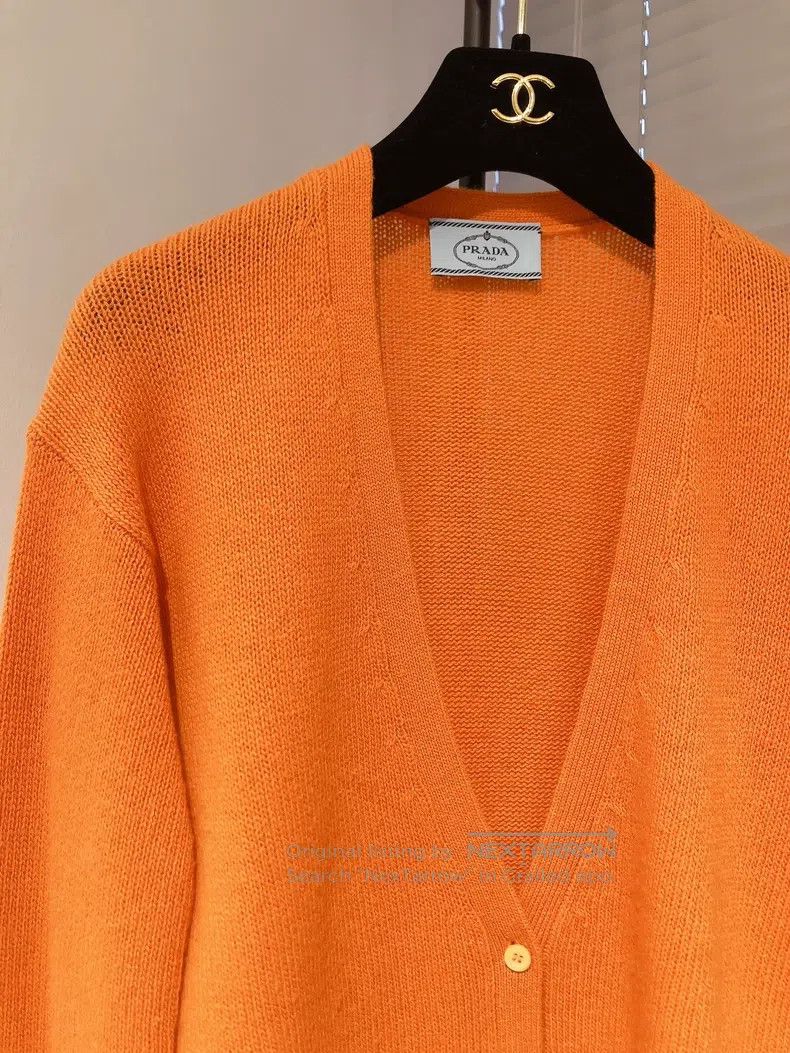 Prada Prada Orange V-neck wool cardigan coat Size XS / US 0-2 / IT 36-38 - 5 Thumbnail