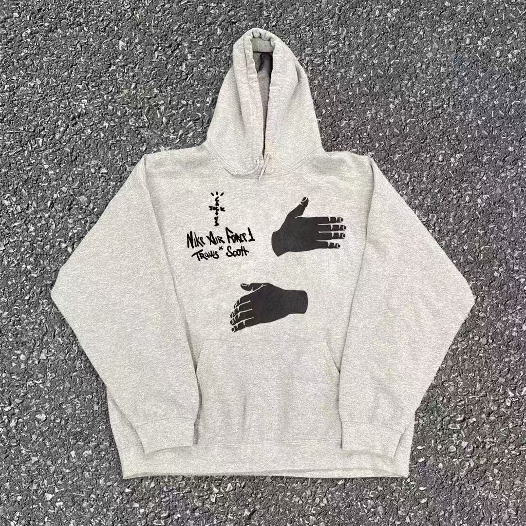 Japanese Brand Grey casual retro hand print hoodie y2k Size US M / EU 48-50 / 2 - 1 Thumbnail