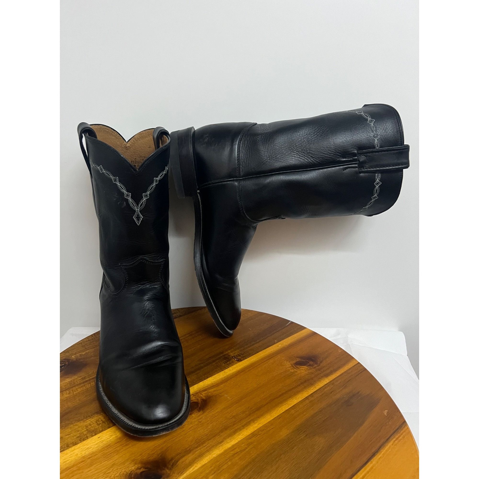 Justin Justin Brock Roper Mens Western Cowboy Boots US 9.5 Black Le Size US 9.5 / EU 42-43 - 5 Thumbnail