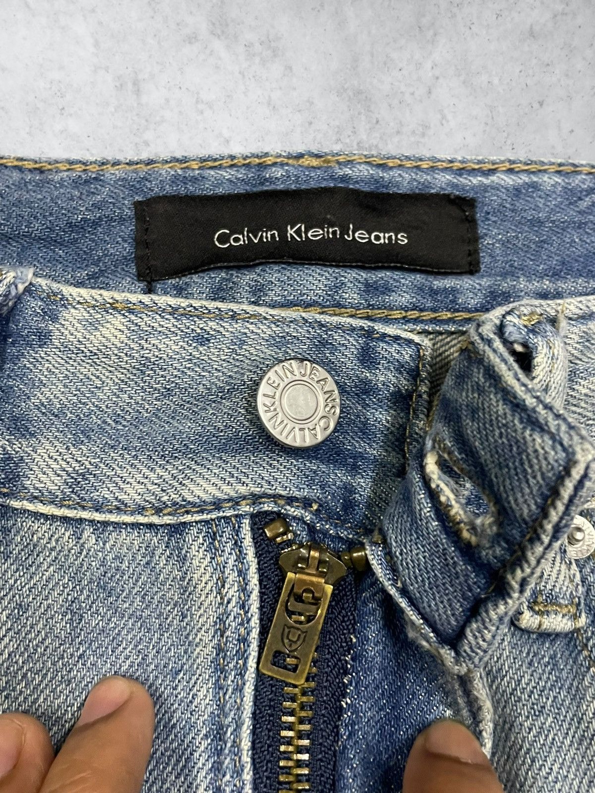 Calvin Klein Calvin Klein Faded Wash Sashiko Patches Y2K Straight Jeans Size US 29 - 9 Thumbnail