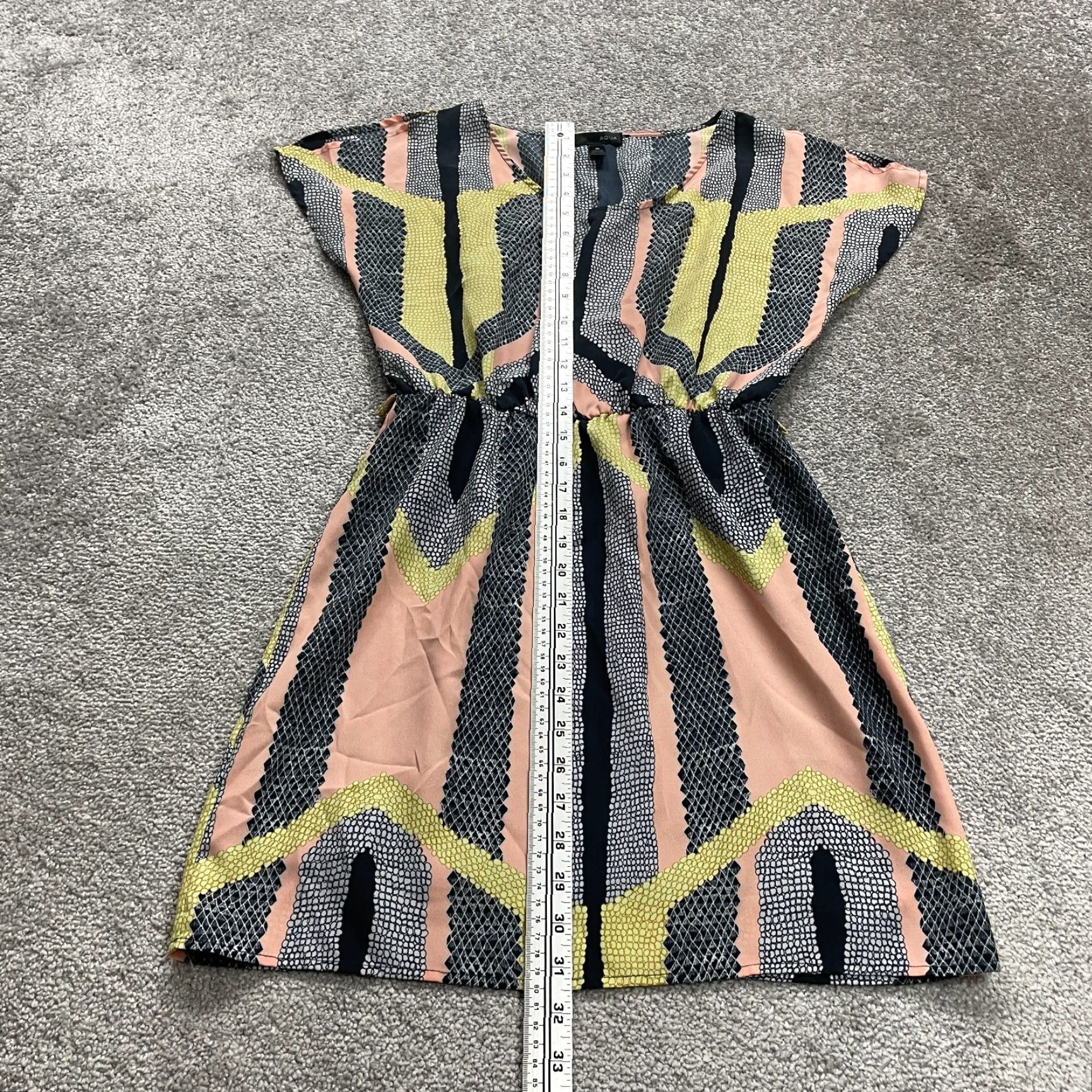 AQUA Aqua Dress Womens Small Multicolor Geometric Knit Midi Sheath Round Neck Casual Sleeve Lightweight Size S / US 4 / IT 40 - 6 Thumbnail