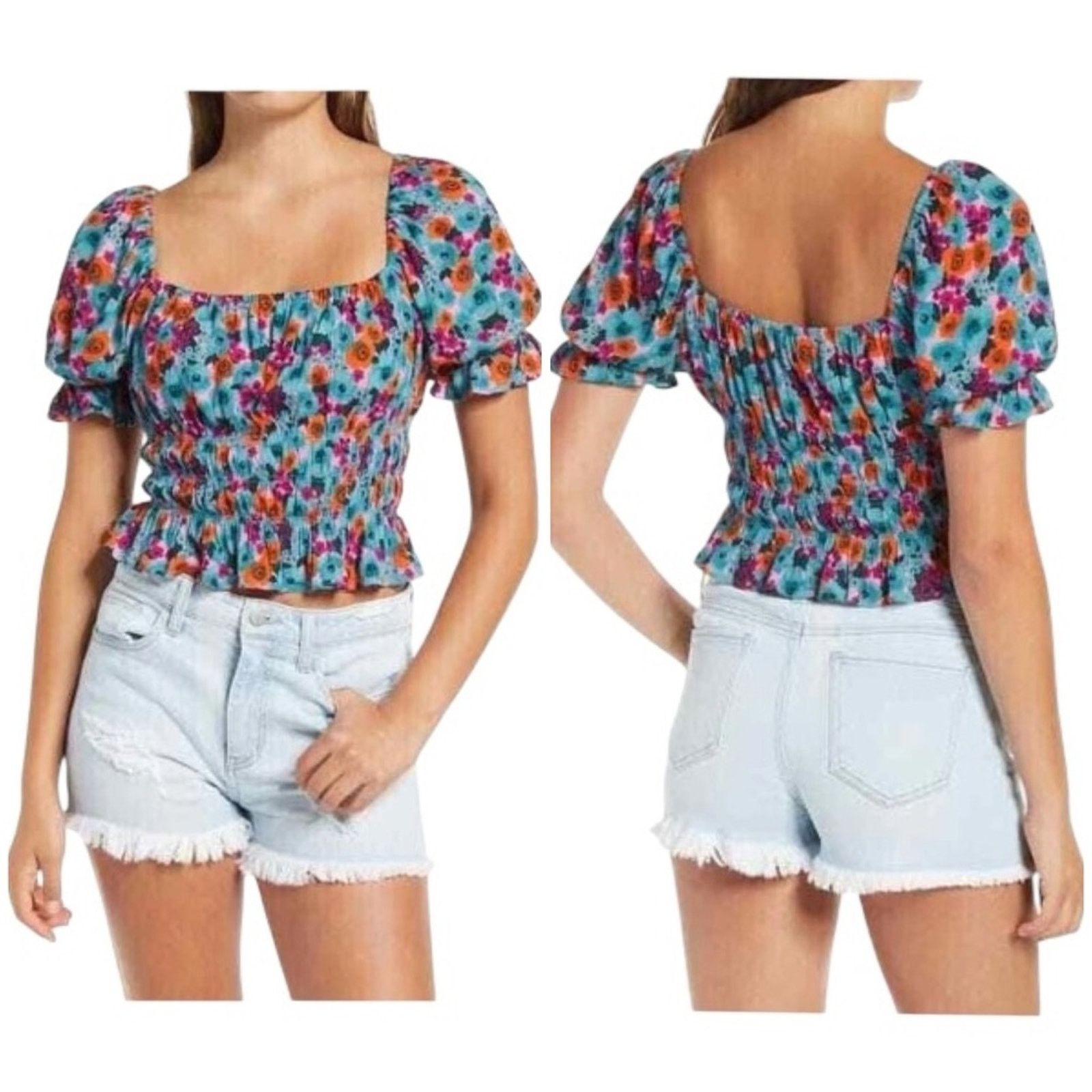 Other All In Favor floral off the shoulder peasant sleeve crop top Size M / US 6-8 / IT 42-44 - 1 Thumbnail