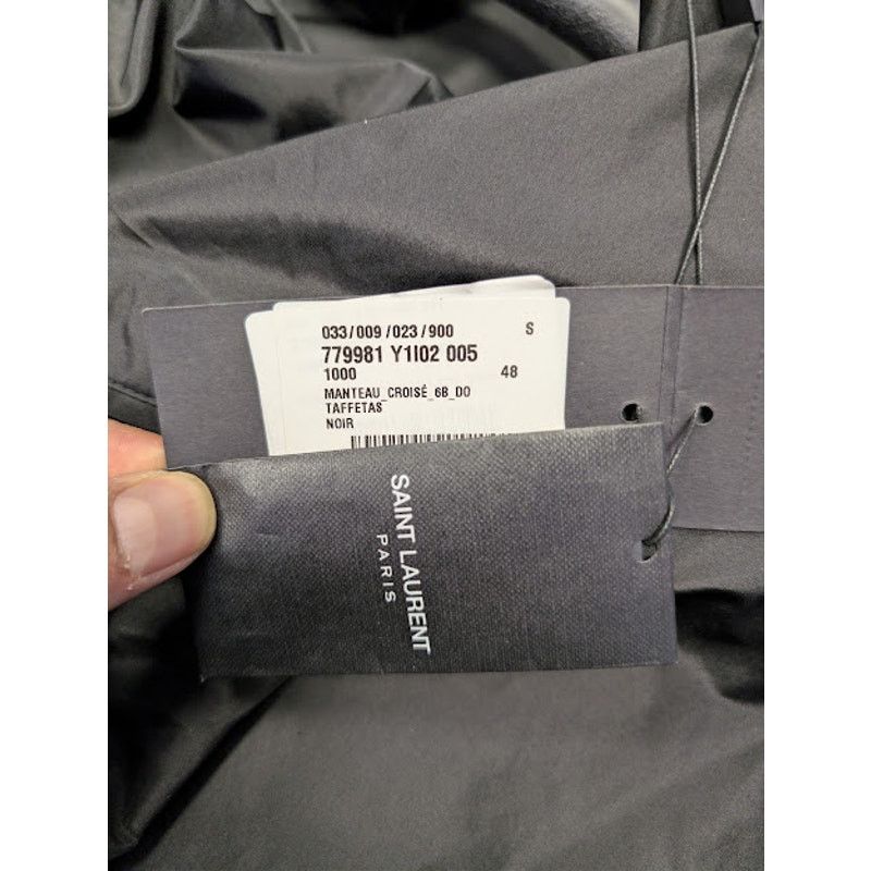 Saint Laurent Paris o1rshd1 Double-Breasted 6-Button Taffeta Coat in Black Size US M / EU 48-50 / 2 - 21 Thumbnail