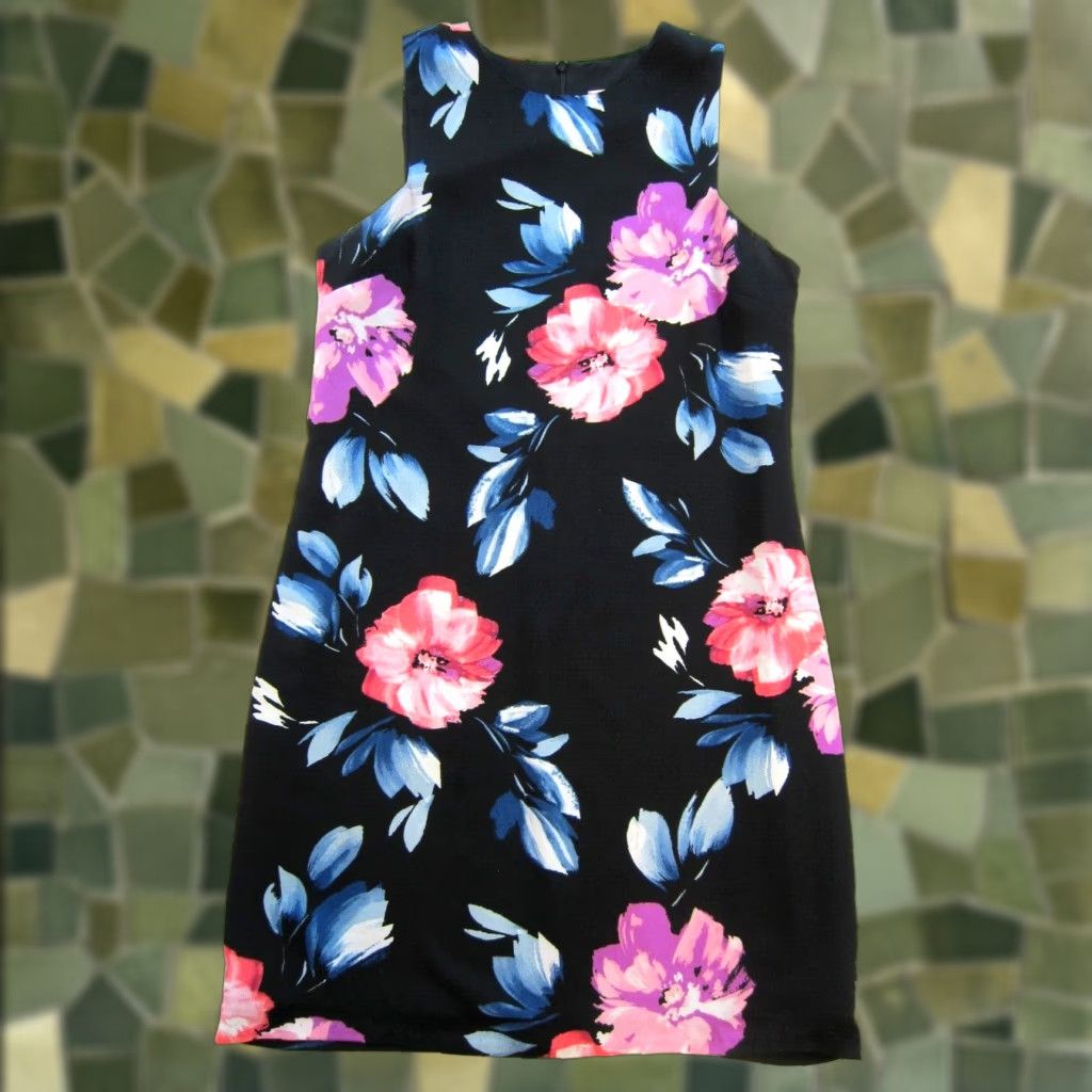 Vintage Love...Ady Floral Sleeveless Tunic Sheath Tank Dress M Black Pink Blue Women's Medium Size M / US 6-8 / IT 42-44 - 1 Thumbnail