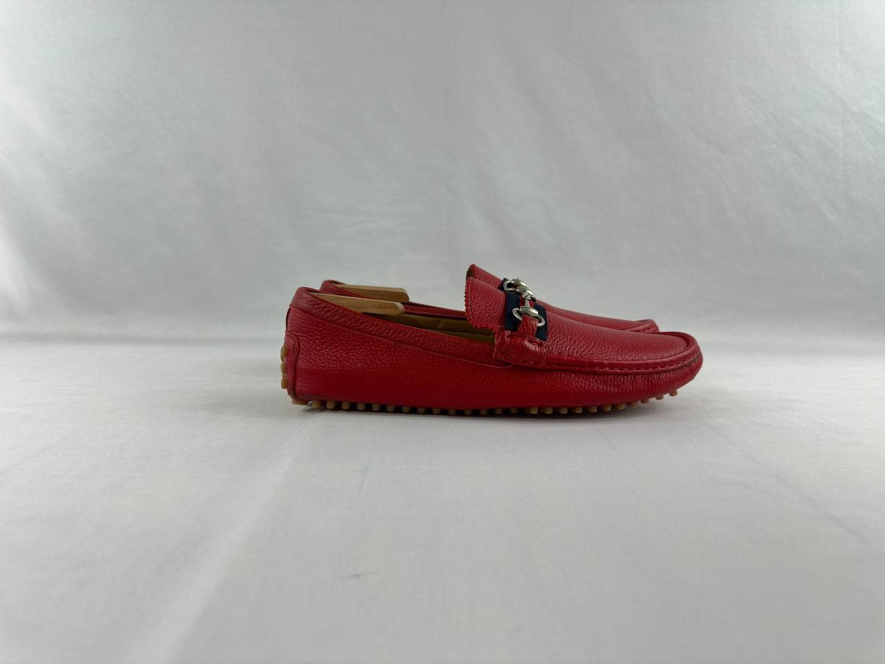 Gucci Gucci Red Leather Web Detail Horsebit Loafers Size US 10 / EU 43 - 1 Thumbnail