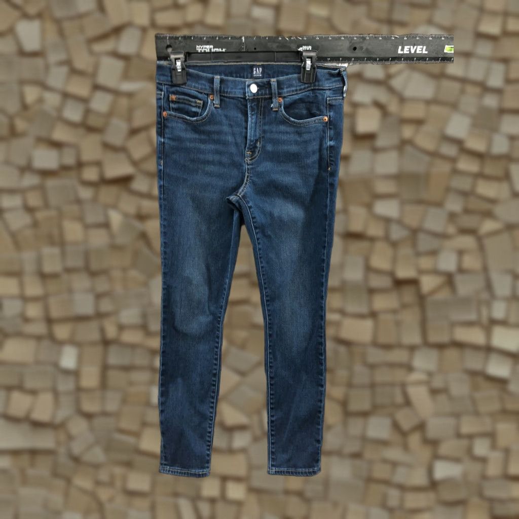 Gap Gap Jeans Skinny 8 Womens Medium Wash Blue Regular Stretch Denim 5-Pocket Pocket Zipper Button Logo Gap 1969 Modern American Classic Vintage No Size 30" / US 8 / IT 44 - 1 Thumbnail
