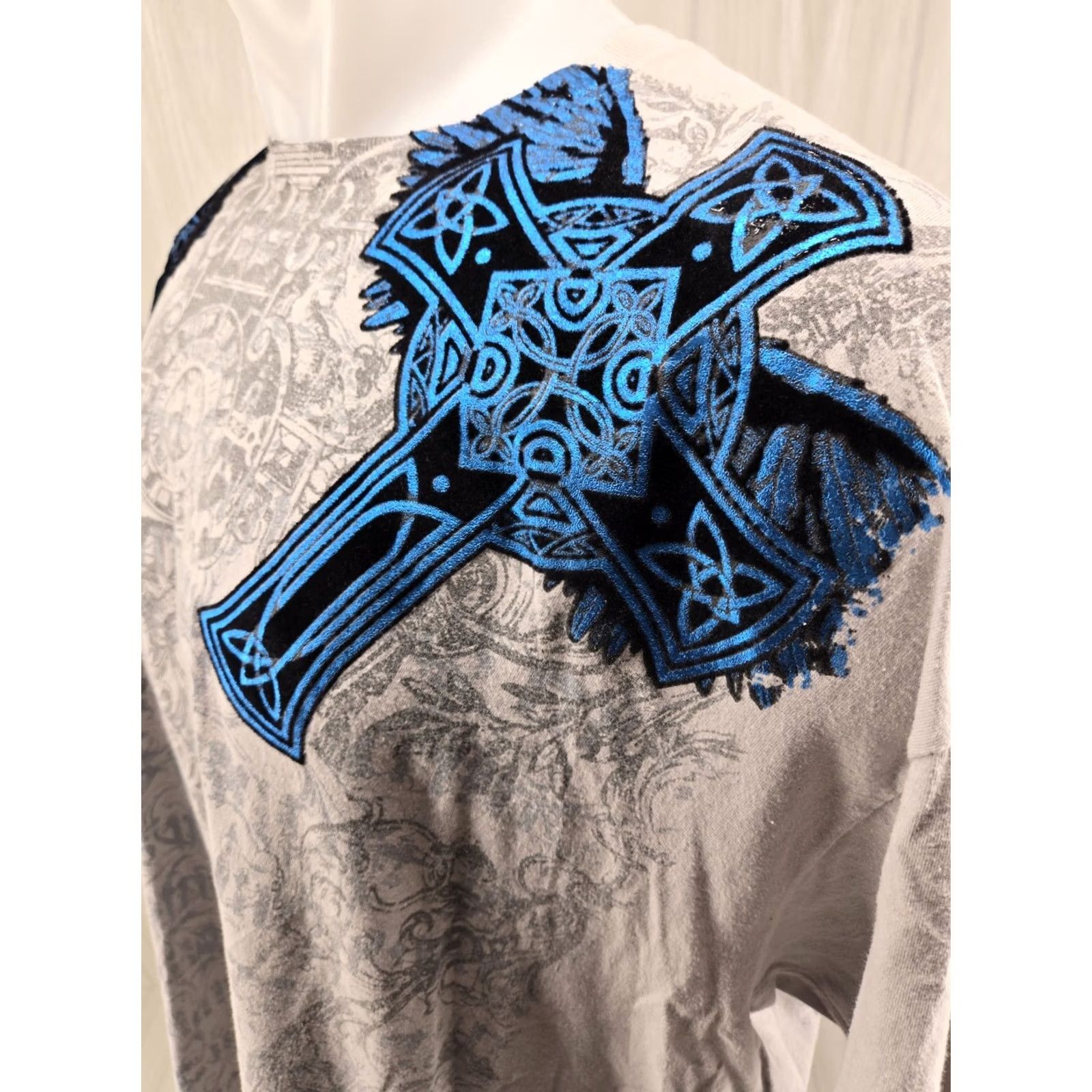 Carbon VINTAGE Carbon Black Conviction Cross Wings AOP Mens T-Shirt 2XL Gray Size US XXL / EU 58 / 5 - 5 Thumbnail