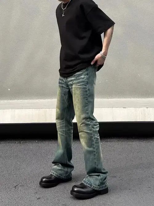 Jean Vintage washed Y2K patchwork micro-flared jeans Size US 30 / EU 46 - 5 Thumbnail