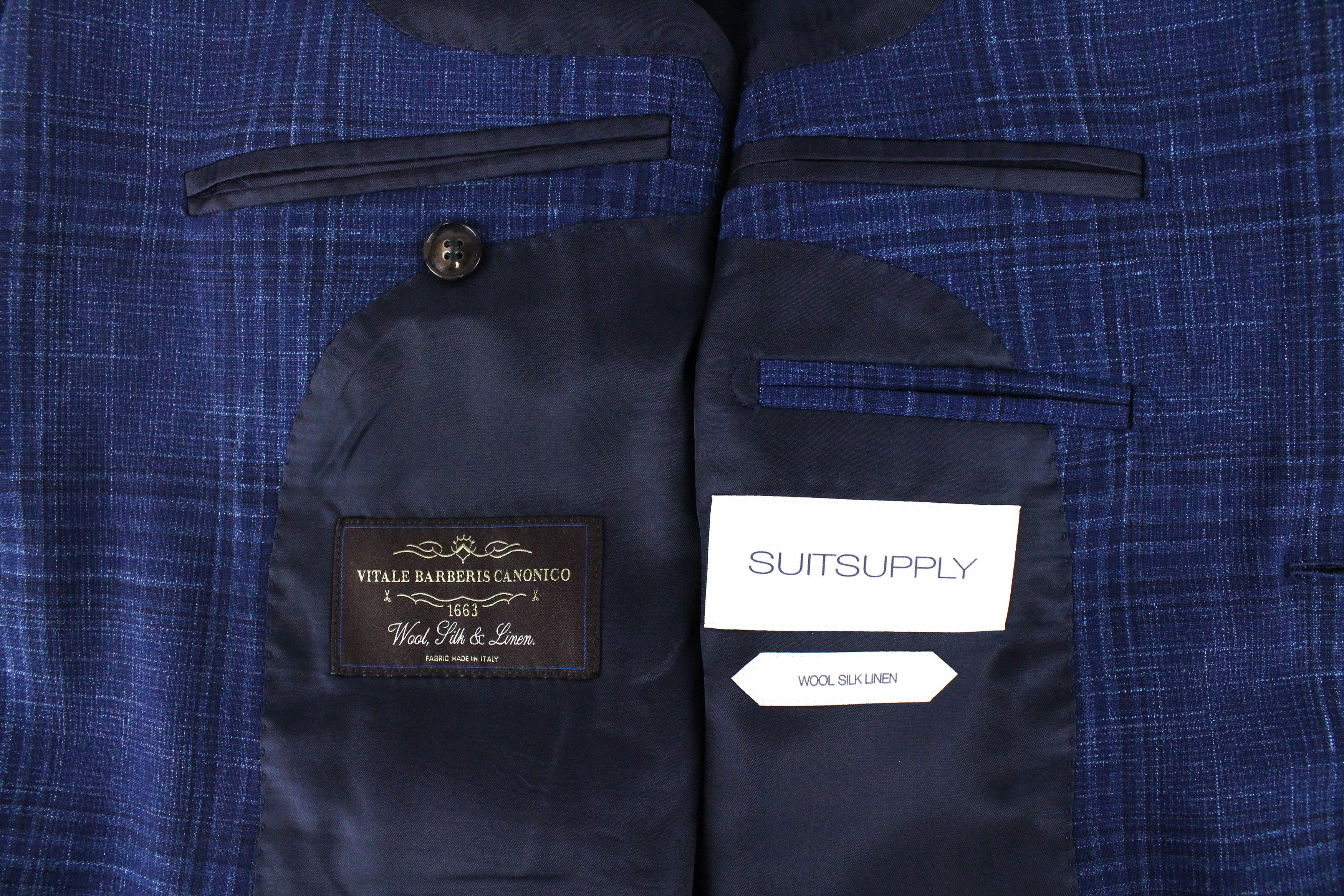 Suitsupply HAVANA UK36R Checked Blue Wool Silk Linen Suit 54809 Size 36R - 9 Thumbnail
