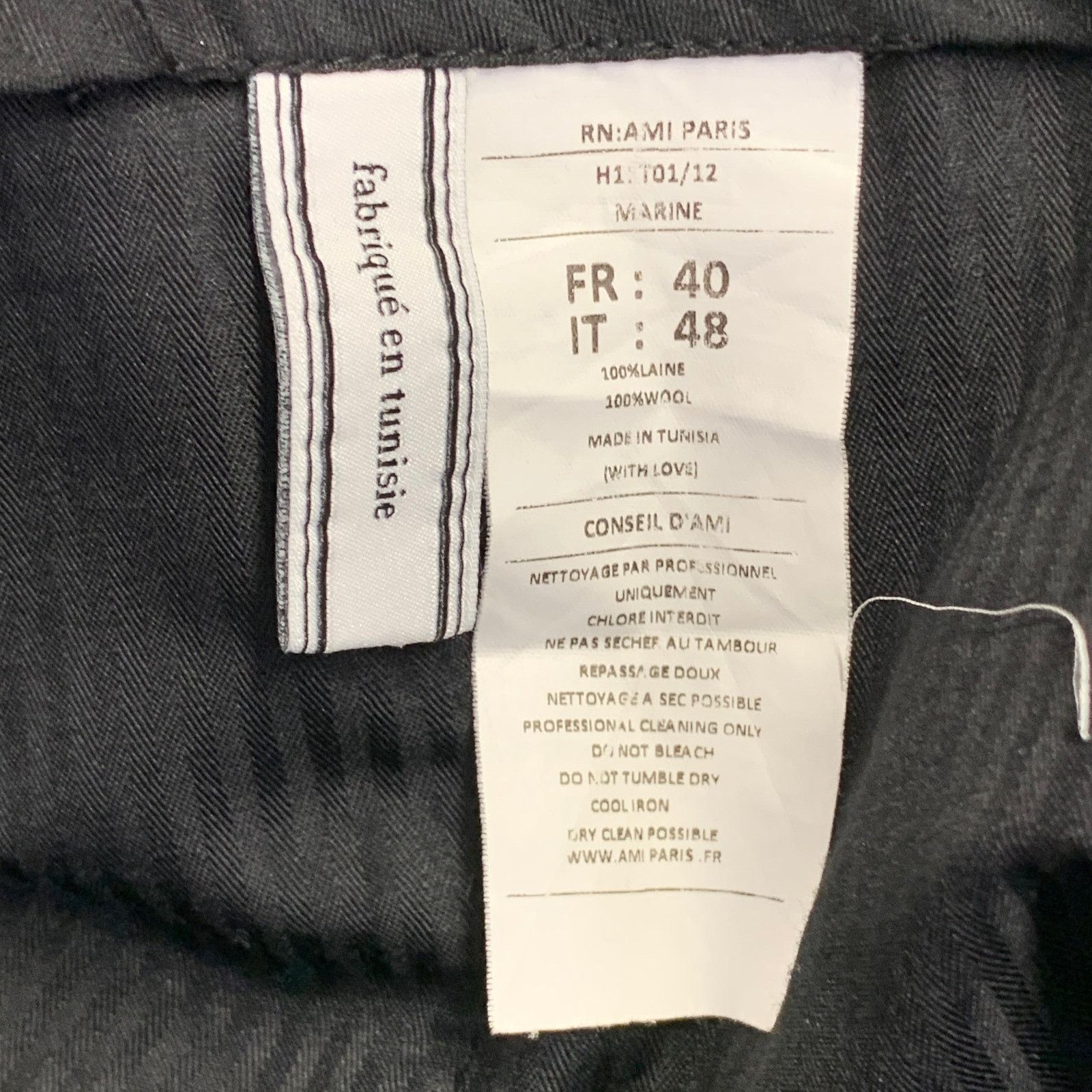 AMI AMI by ALEXANDRE MATTIUSSI Navy Wool Twill Tapered Pants Size US 31 - 4 Thumbnail