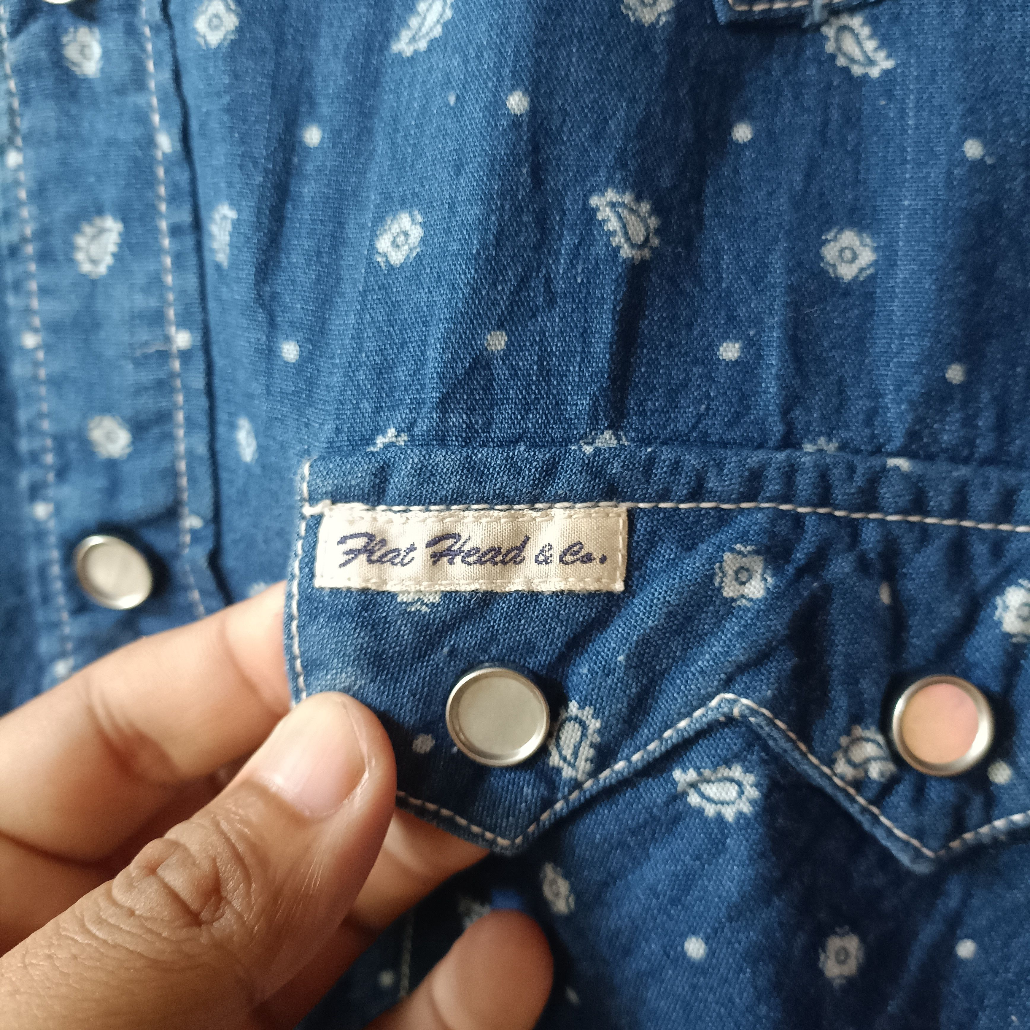 The Flat Head The Flat Head Denim Paisley Western Shirt Size US S / EU 44-46 / 1 - 6 Thumbnail