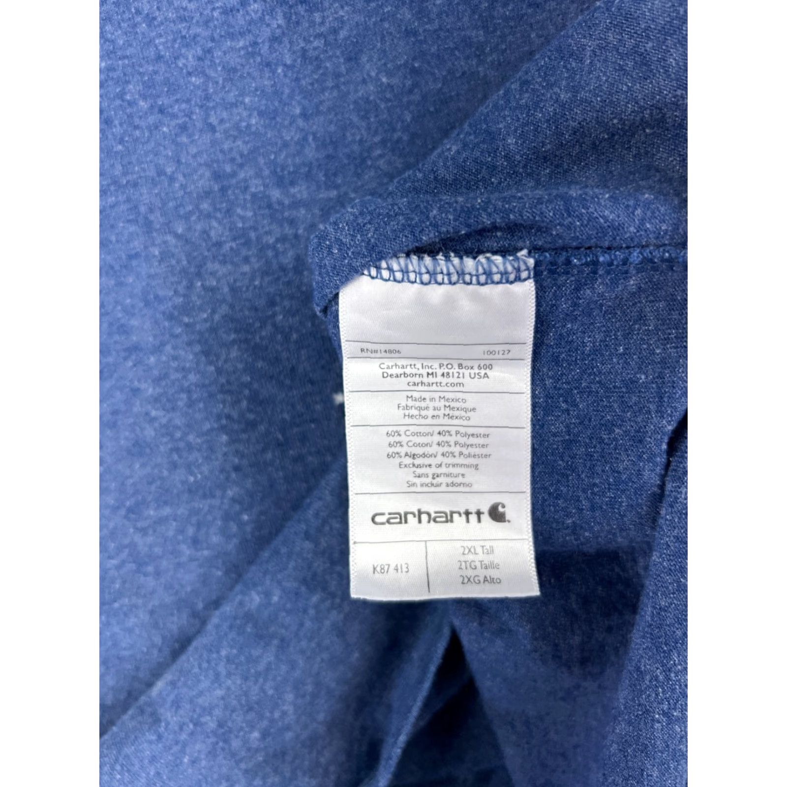 Carhartt Carhartt Shirt Mens 2XL Blue Short Sleeve Crew Neck Cotton Blend Jersey Logo 2000s Work Modern American Mens T-Shirt Size US XXL / EU 58 / 5 - 4 Thumbnail