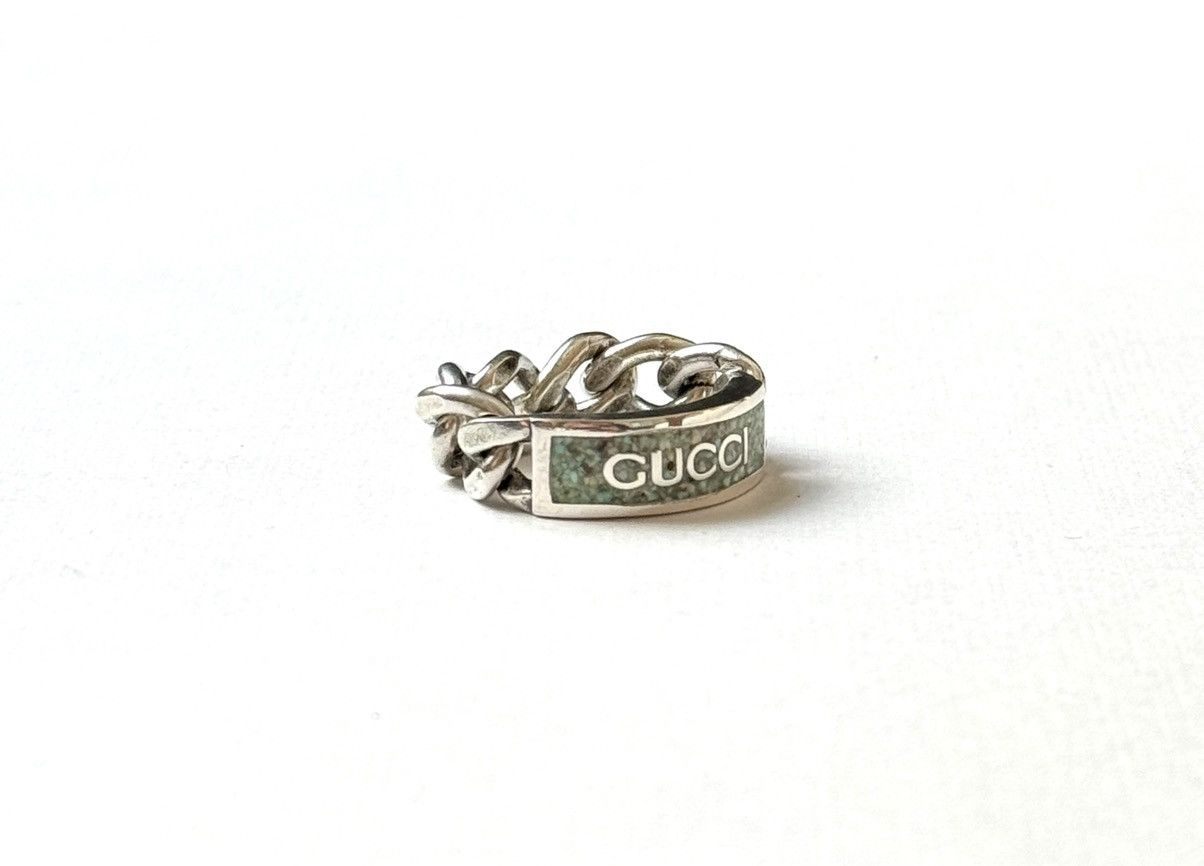 Gucci Gucci .925 Silver Teal Chain Ring Size ONE SIZE - 3 Thumbnail