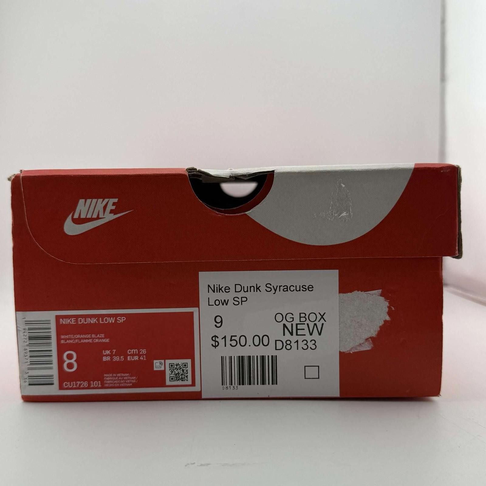 Nike Nike Dunk Syracuse Low White Orange US 8 New with Box D8133 Size US 8 / EU 41 - 7 Thumbnail