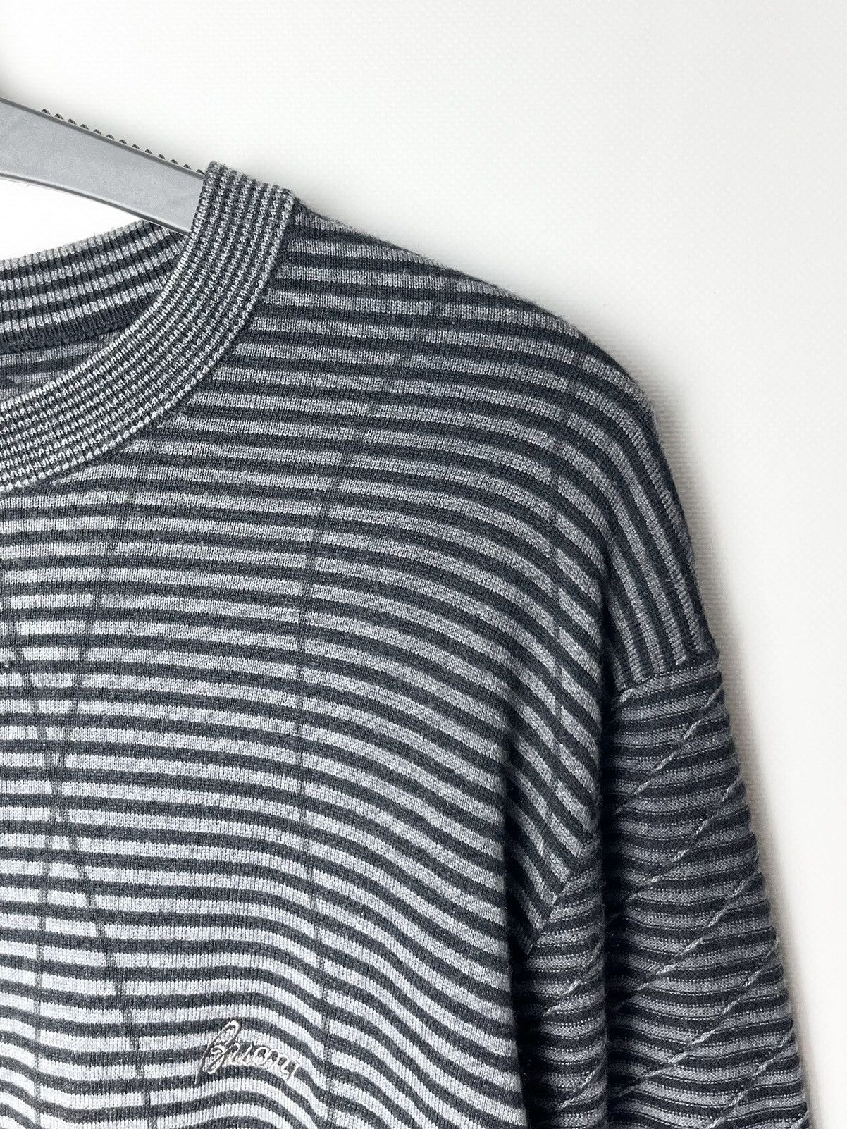 Brioni Brioni Striped Fine-Knit Sweater – Grey/Black Size US XL / EU 56 / 4 - 3 Thumbnail