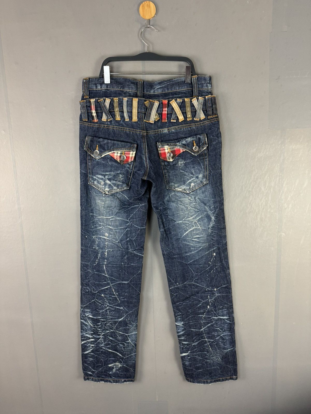 VINTAGE DOUBLE WAIST RARE STYLE DISTRESSED DENIM JEAN