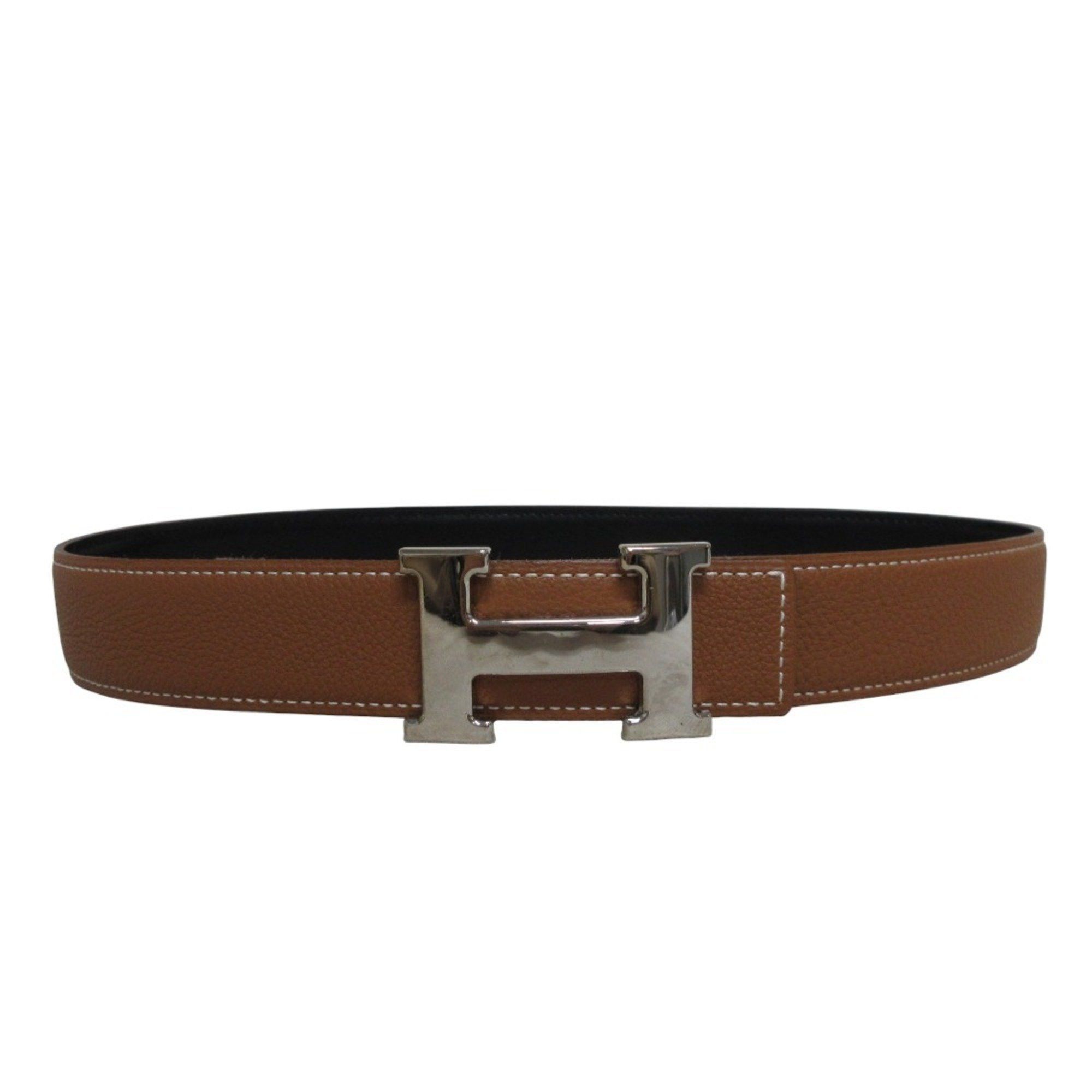 Hermes Horse Buckle Belt, Size 80, Black/Brown Leather, Women\'s, HERMES HERMES H Logo Constance Reversible Buckle Belt Leather Black  main image 3
