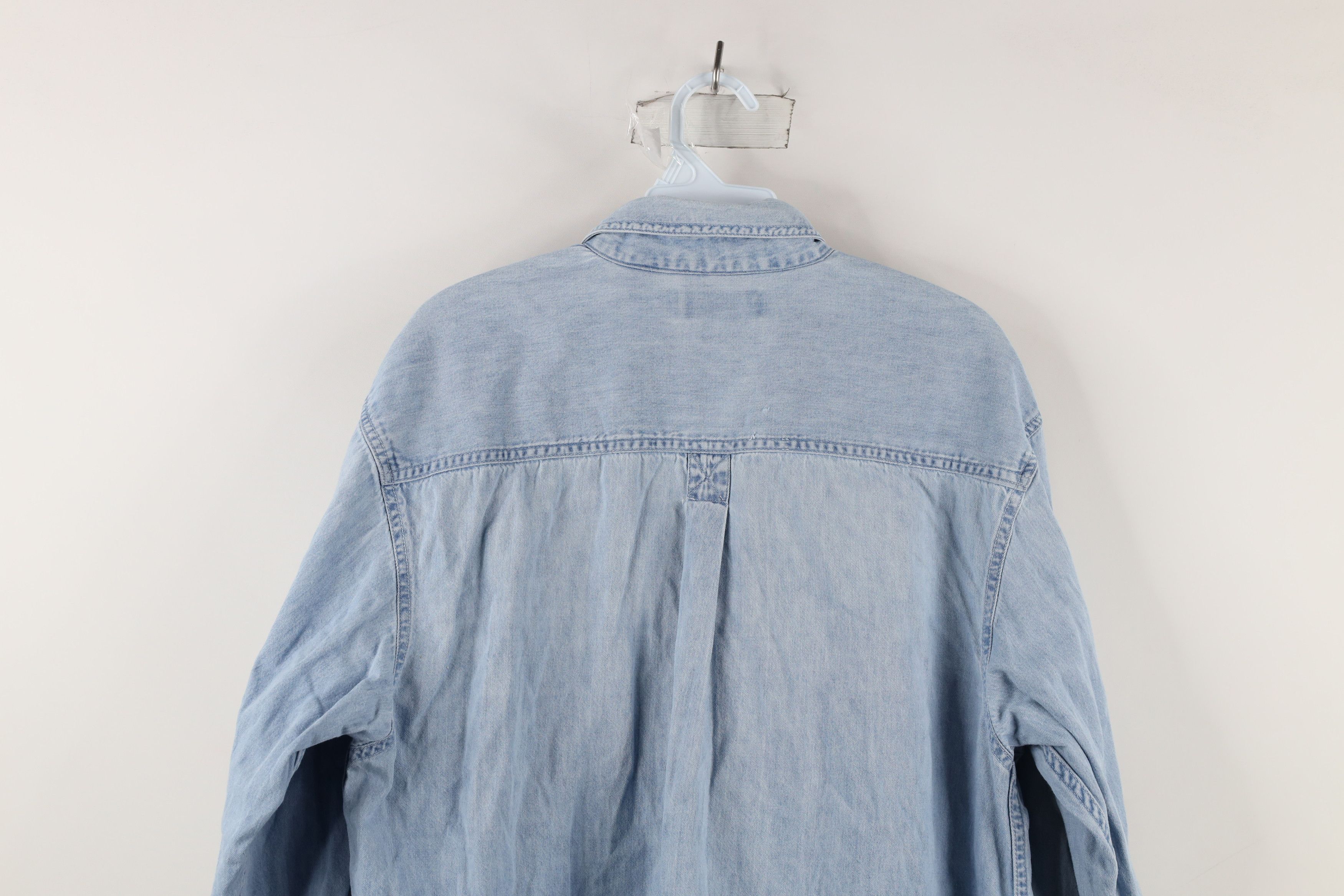 Vintage Vintage 90s Streetwear Collared Denim Jean Button Down Shirt Size US S / EU 44-46 / 1 - 9 Thumbnail