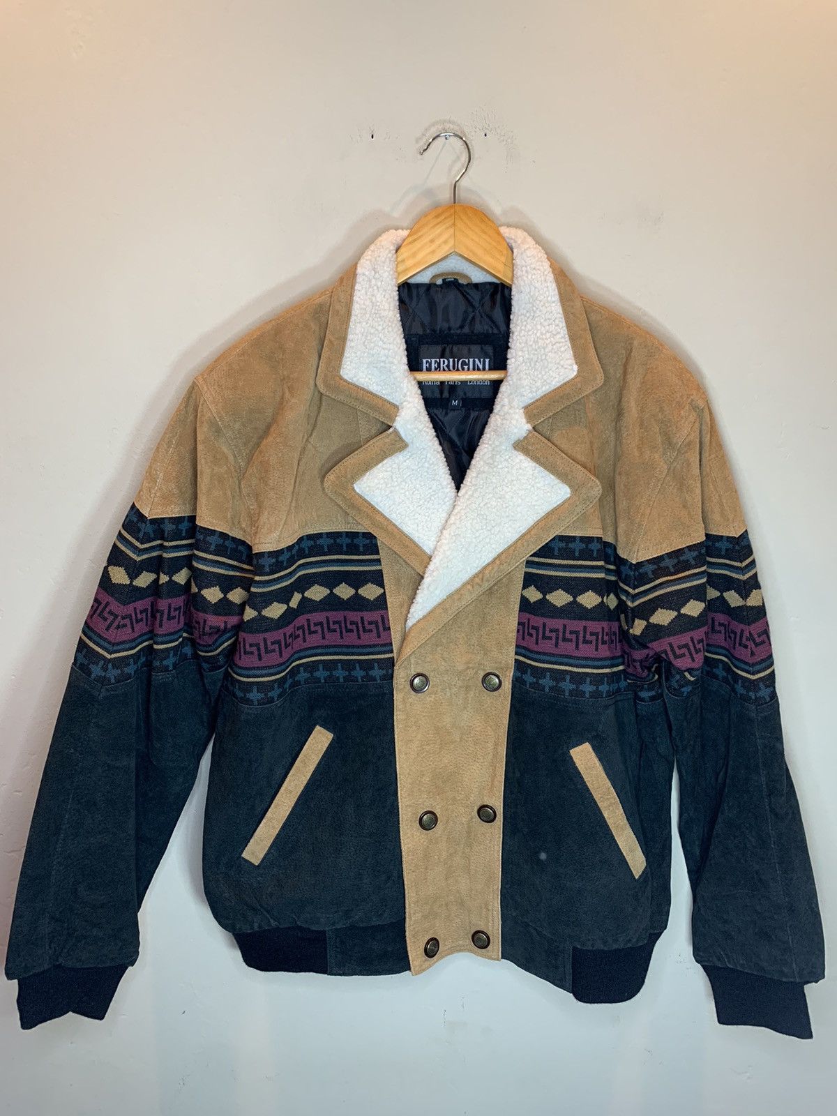 Vintage *RARE* Vintage Ferugini Aztec Leather Southwestern Jacket Size US L / EU 52-54 / 3 - 1 Thumbnail