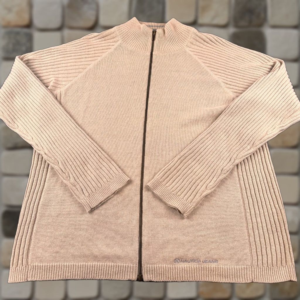 Nautica VINTAGE Nautica Sweater Mens 2XL Beige Full Zip Rib Knit Preppy Casual Pullover Long Sleeve Regular Knit Men MPN 6068 Size US XXL / EU 58 / 5 - 1 Thumbnail