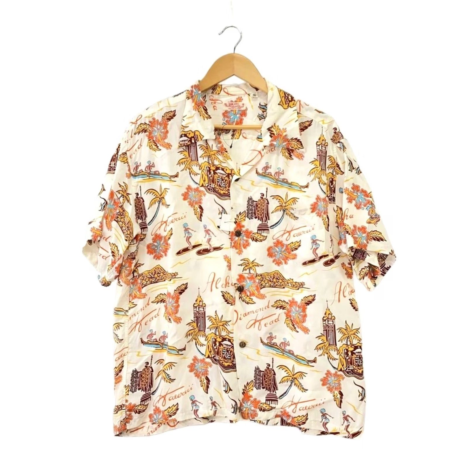 Sun Surf SUN SURF Aloha Shirt Mens XL White Rayon All-Over Print Palm Trees Surfing Casual Travel Hawaiian Size US XL / EU 56 / 4 - 2 Thumbnail