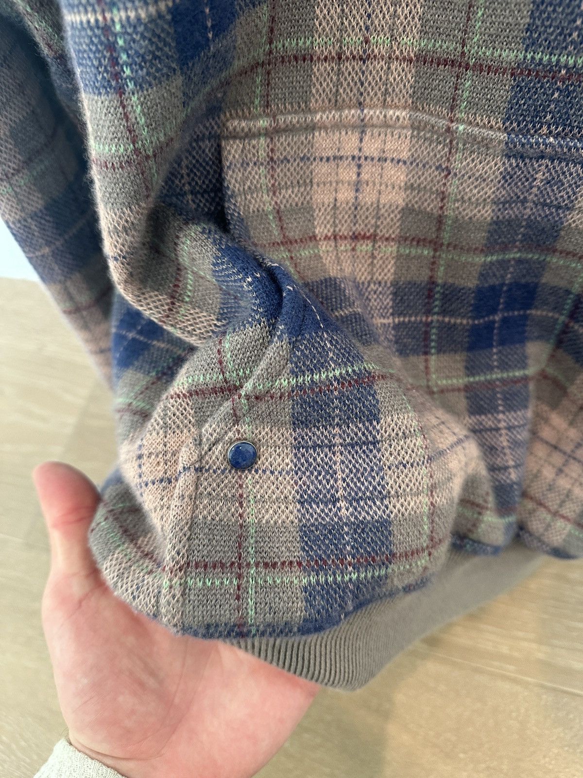 God's True Cashmere God’s True Cashmere Lapis Lazuli Check-Print Cashmere Hoodie Size US L / EU 52-54 / 3 - 3 Thumbnail