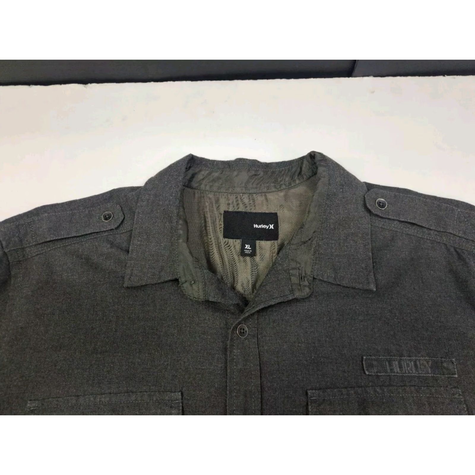 Hurley Hurley Mens Long Sleeve Button-Up Shirt/Jacket XL Gray Cotton Polyester Knit Pockets Solid Classic Size US XL / EU 56 / 4 - 4 Thumbnail