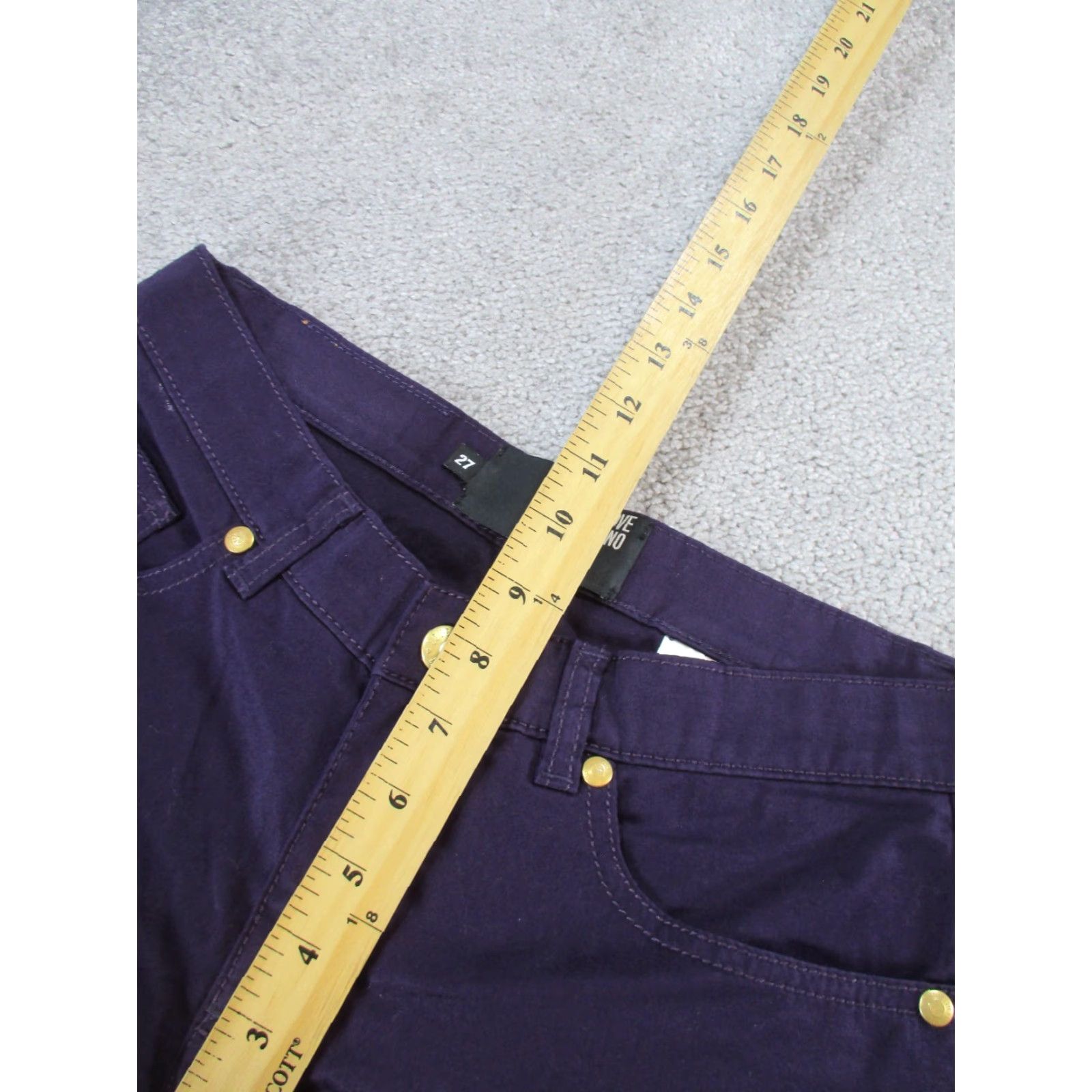 Moschino VINTAGE Love Moschino Pants Womens 27 Dark Purple Cotton Slim Straight * Size 27" / US 4 / IT 40 - 7 Thumbnail