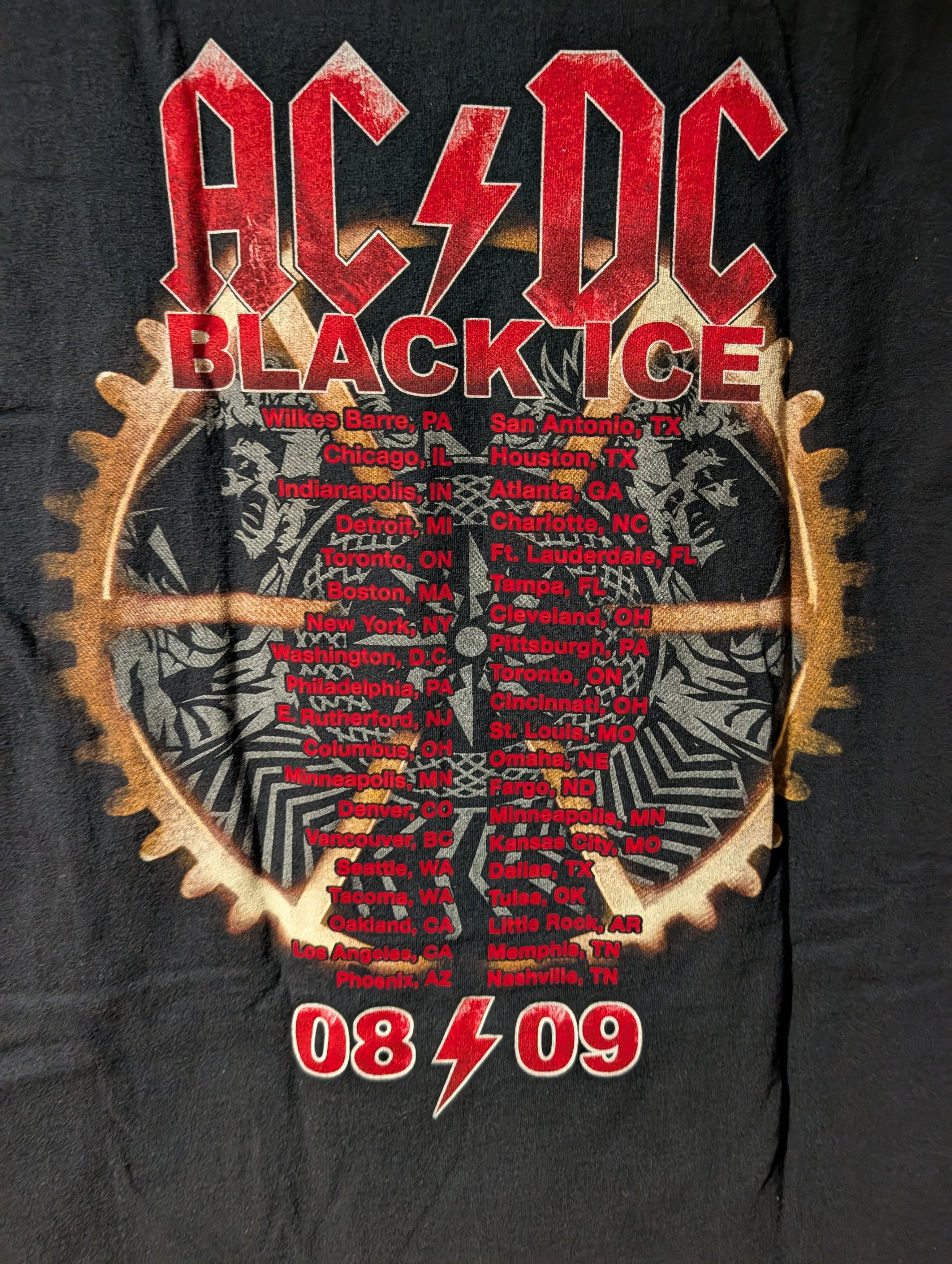 AC/DC ACDC Black Ice Tour 2008 2009 Concert T Shirt Rock Music Size US L / EU 52-54 / 3 - 5 Thumbnail