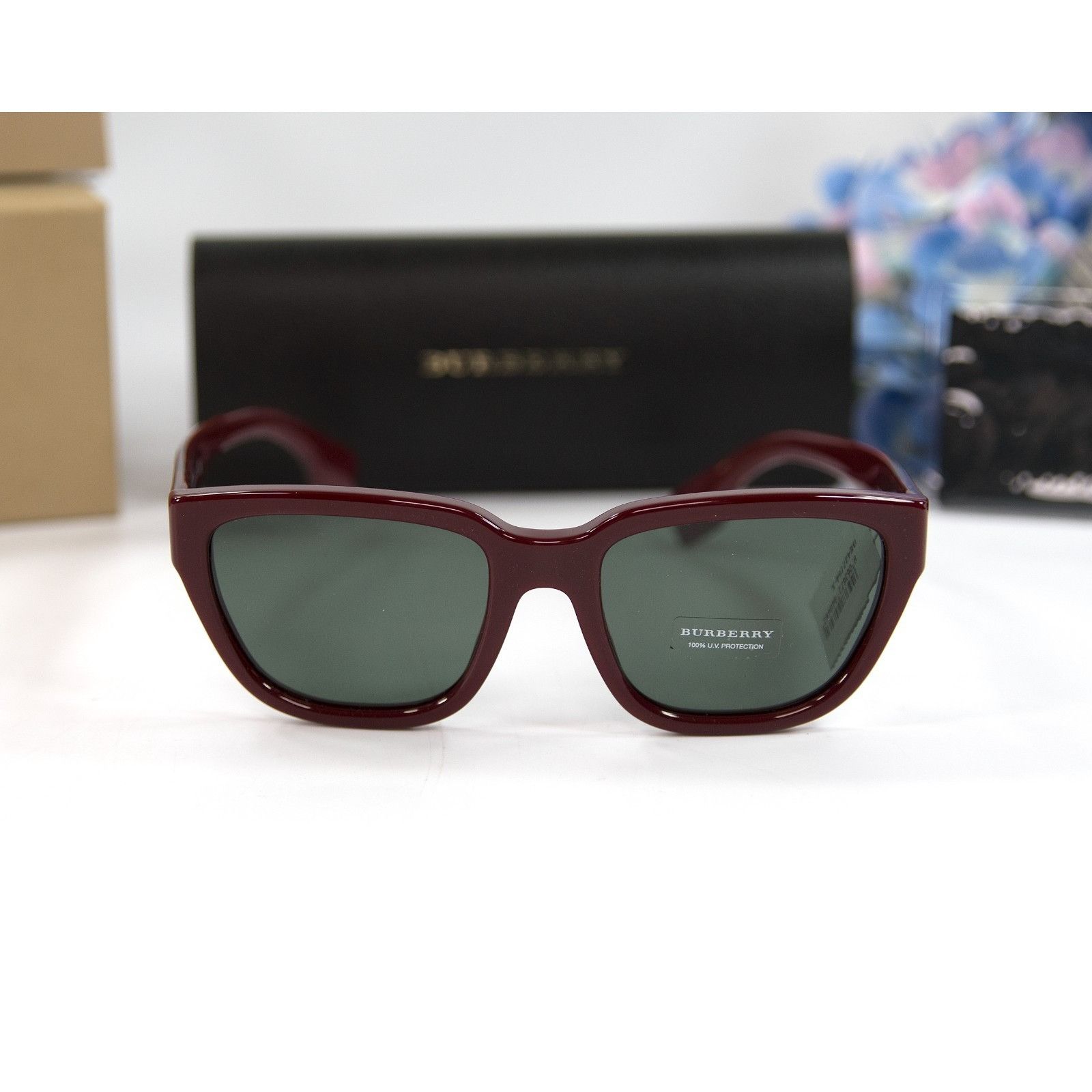 Burberry Burberry BE4277 Burgundy Red Acrylic Cat Eye Logo Sunglasses Size ONE SIZE - 2 Thumbnail