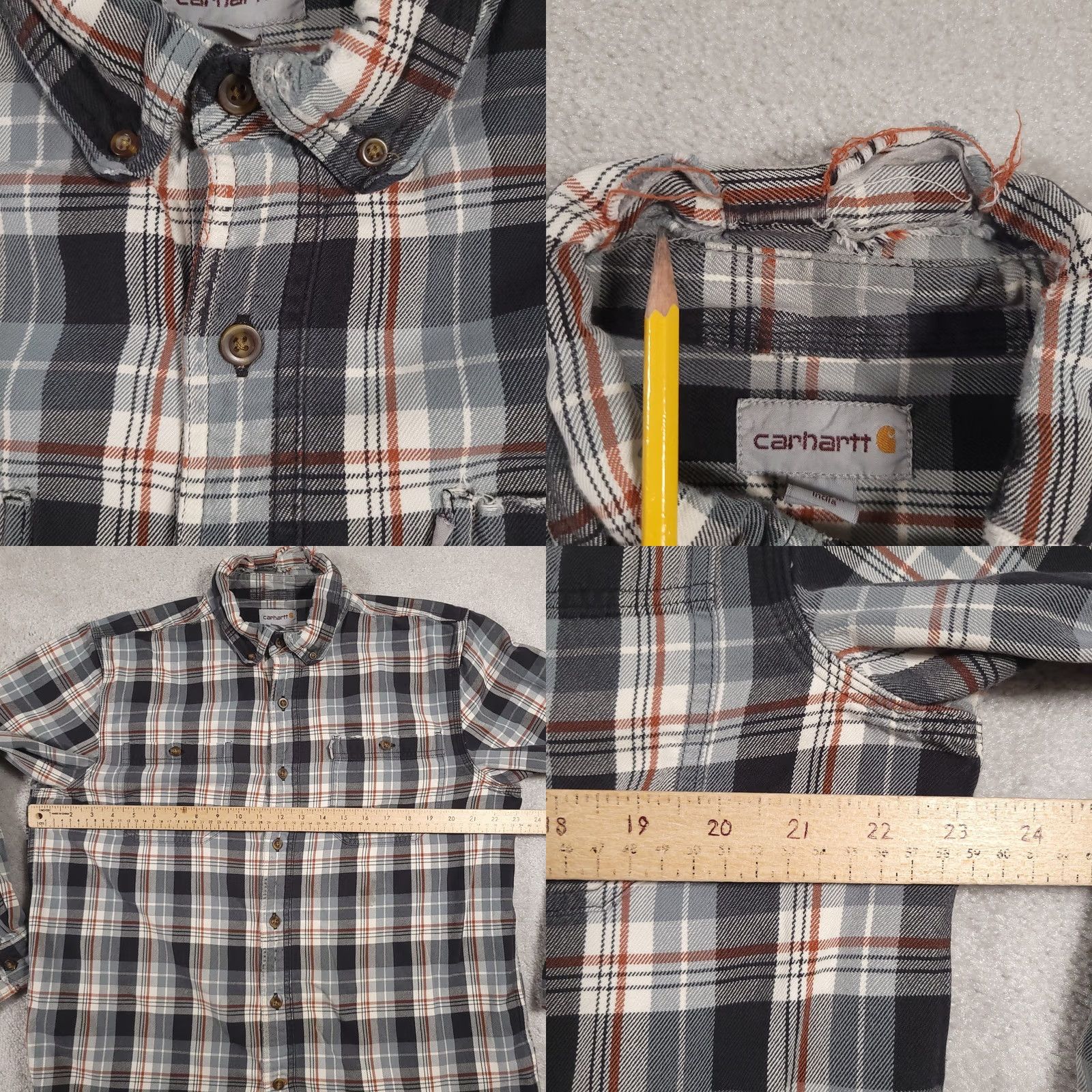 Carhartt VINTAGE Carhartt Long Sleeved Cotton Flannel Button Down Shirt Mens Large Heavy Workwear Size US L / EU 52-54 / 3 - 8 Thumbnail