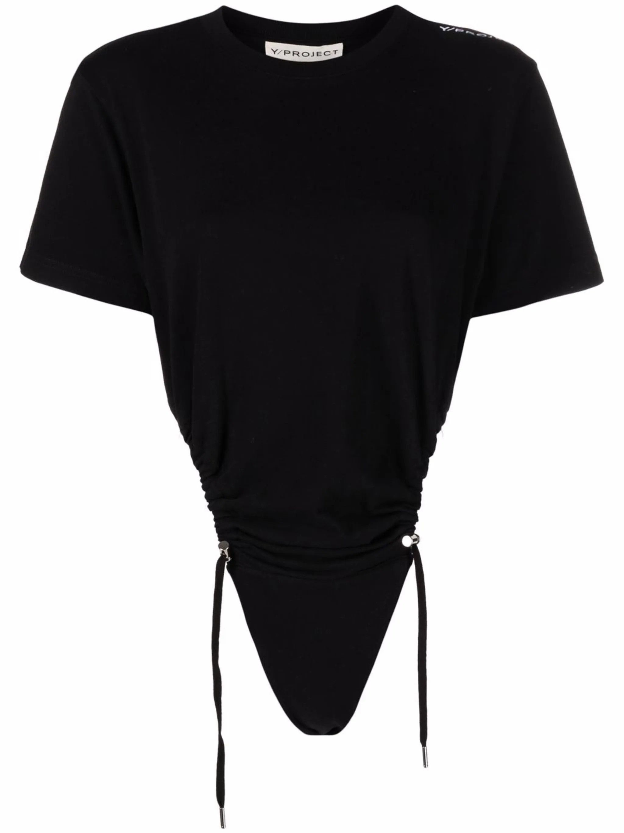 image of Yproject O1Mle0524 Classic Ruched Body T-Shirt In Black, Women's (Size XS)