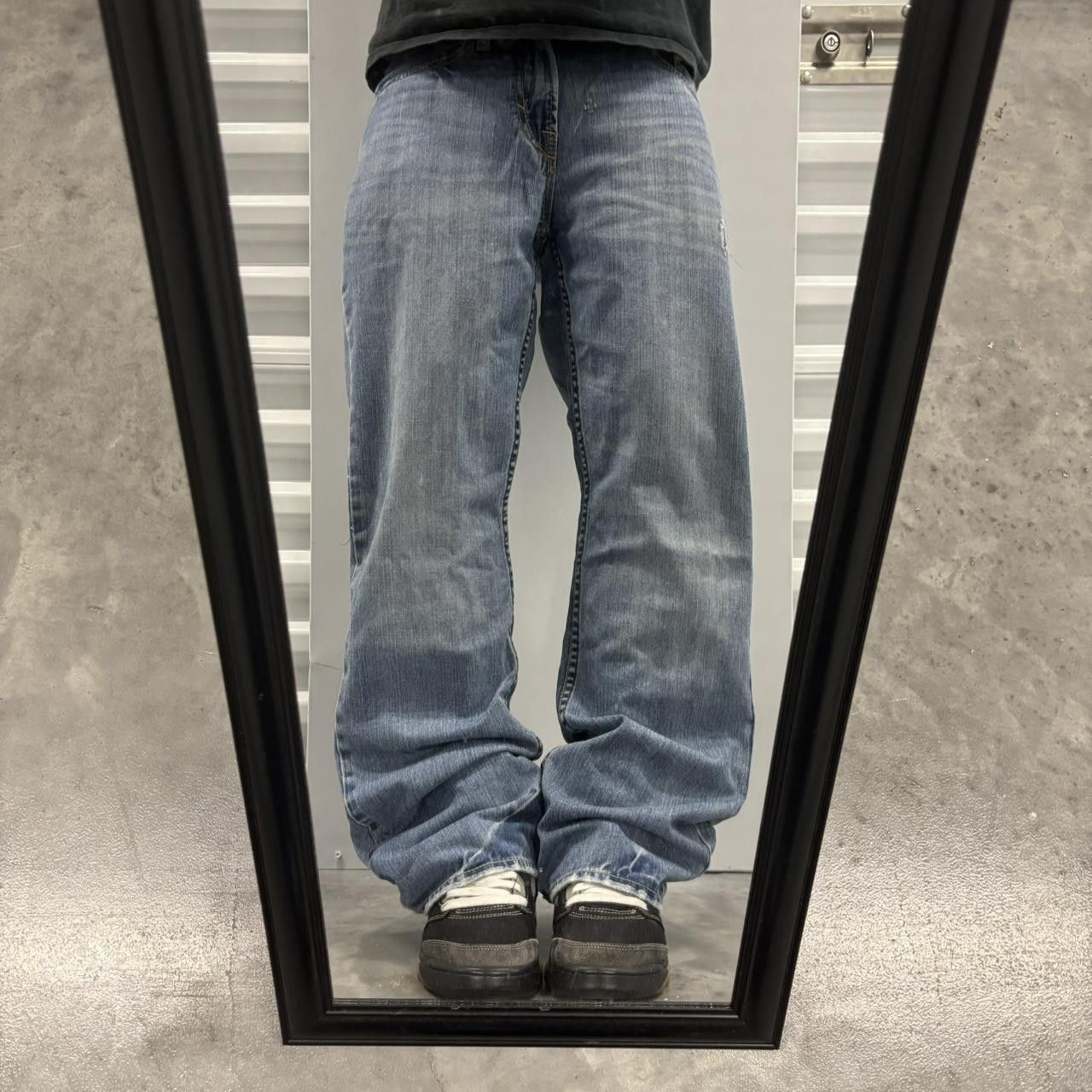 Japanese Brand × Vintage Crazy Vintage Y2K/2000s Grunge Faded Medium Wash Bootcut Denim Jeans! Size US 29 - 1 Thumbnail