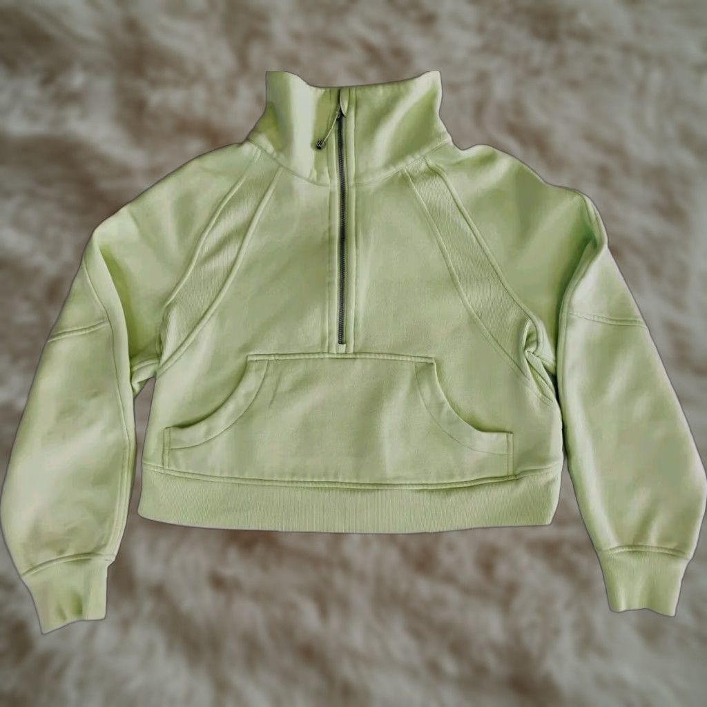 Lululemon Lululemon Oversized Funnel Neck 1/2 Zip Sweatshirt Small Green Long Sleeve Crop Women Size S / US 4 / IT 40 - 1 Thumbnail