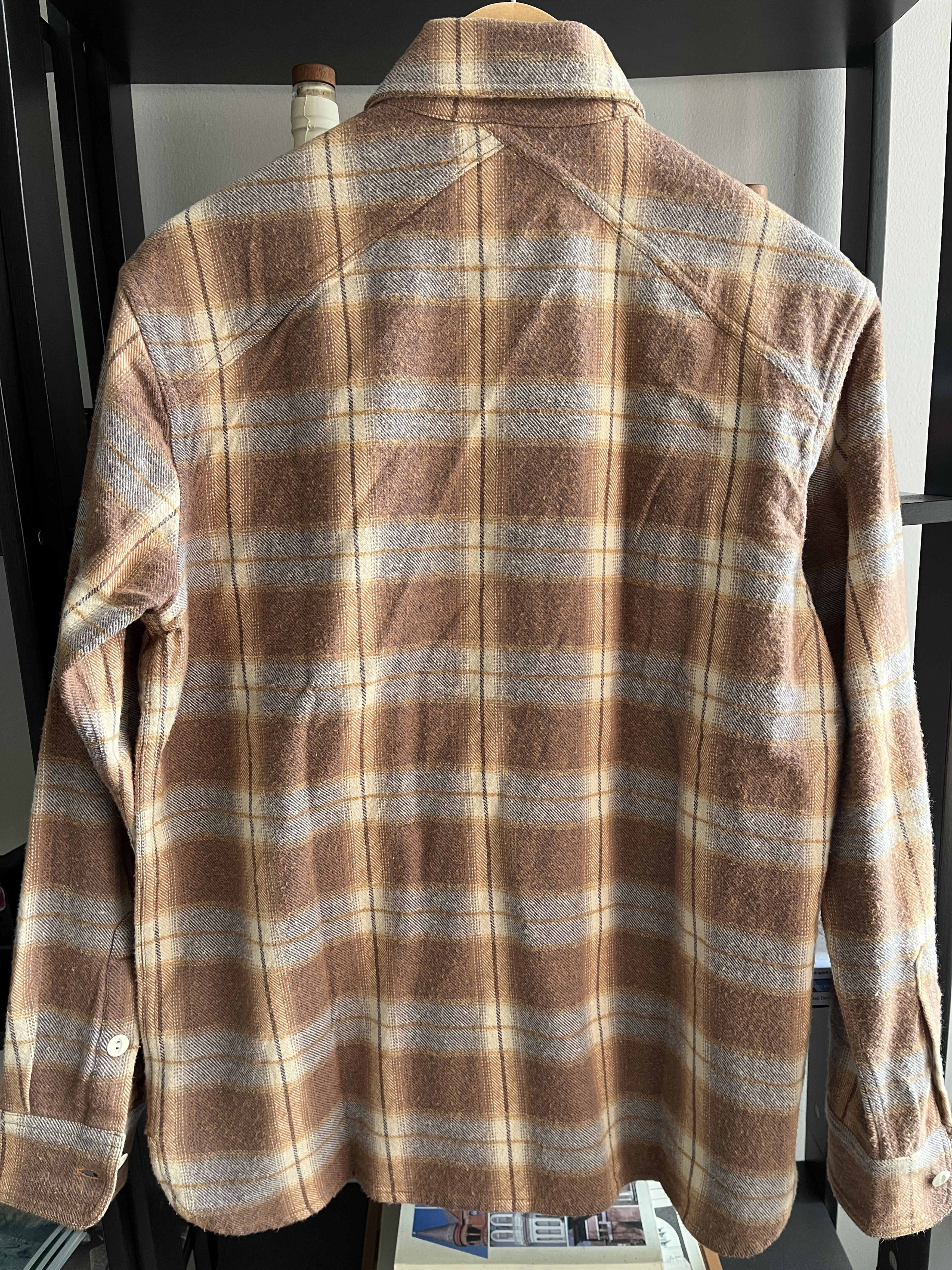 3sixteen 3sixteen Crosscut Flannel in Tobacco/Ecru Brush Check - BNWT Size US S / EU 44-46 / 1 - 3 Thumbnail