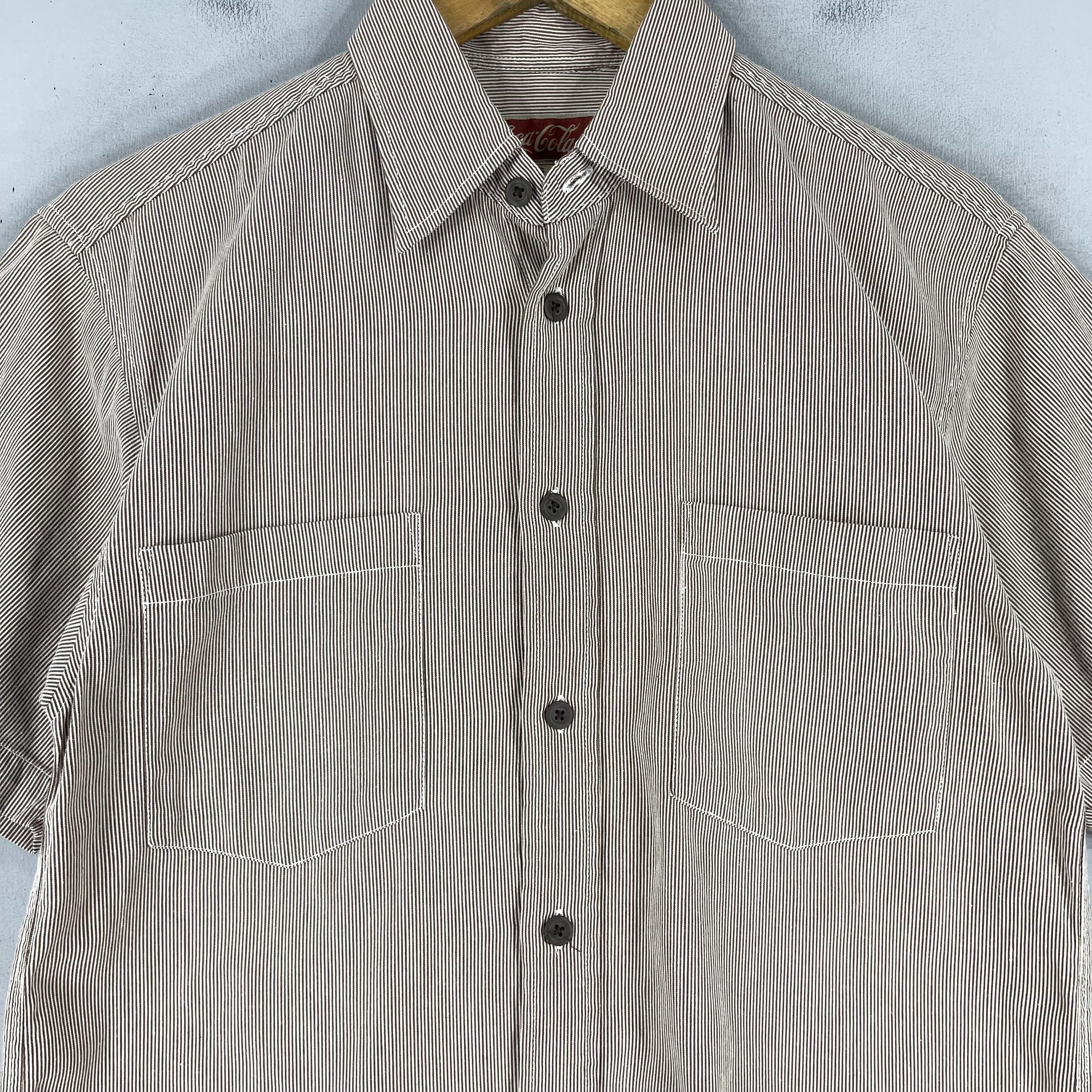 Coca Cola Vintage COCA COLA Hickory Stripes Denim Shirt Button Up Size US S / EU 44-46 / 1 - 2 Thumbnail