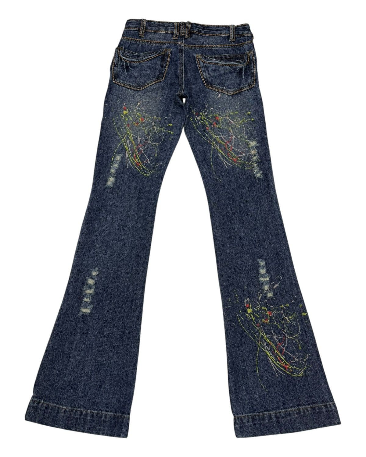 Le Grande Bleu (L.G.B.) Vintage Flared Jeans Japanese Spiral Girl Painter Bootcut Size 26" / US 2 / IT 38 - 2 Thumbnail