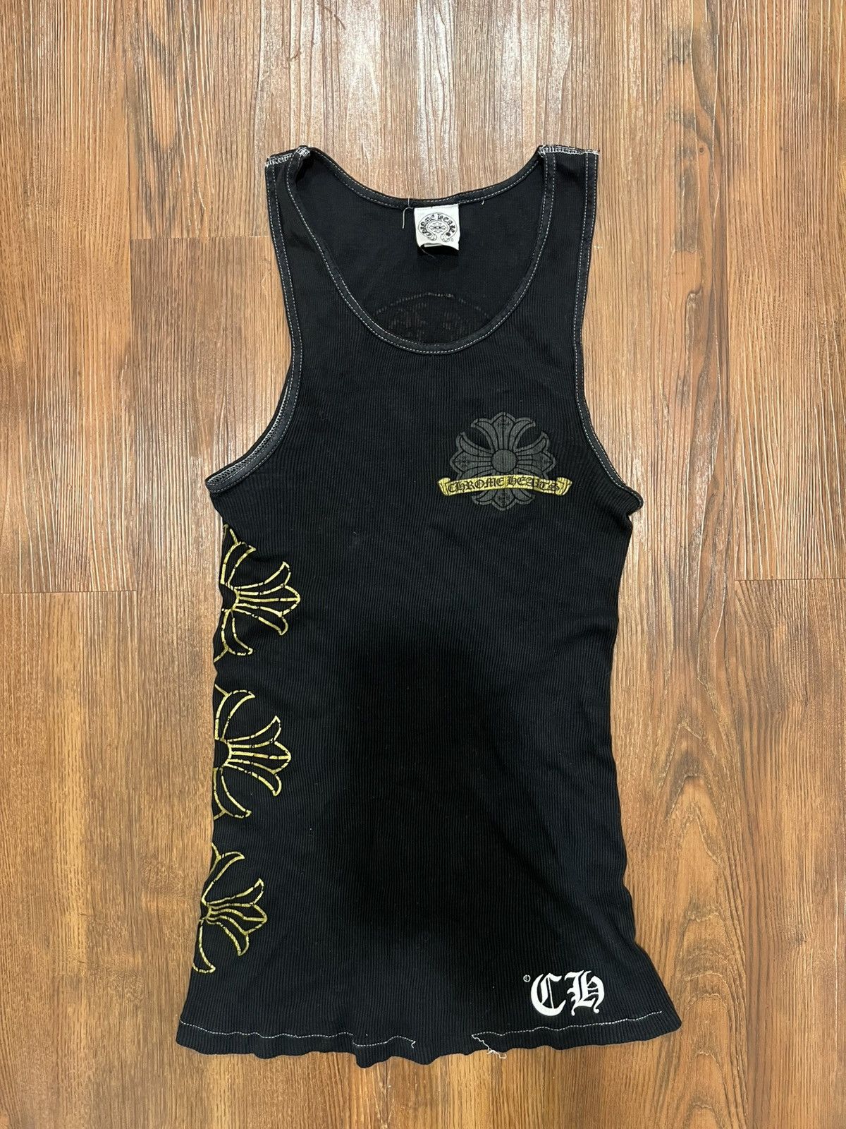 Pre-owned Chrome Hearts Golden Horseshoe Logo Tank Top Black
