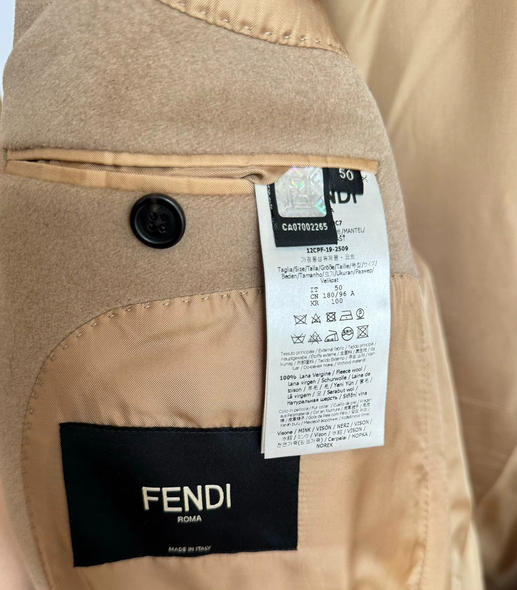 Fendi Fendi Mink Fur Collar Camel Wool Coat 50 Size US M / EU 48-50 / 2 - 8 Thumbnail