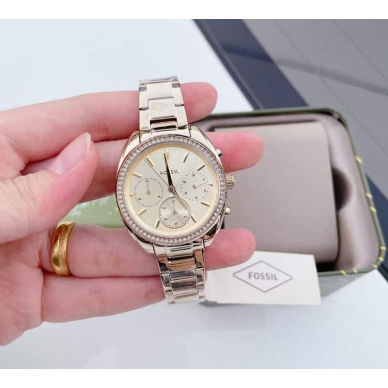 Fossil Fossil BQ3658 Women Gold-Toned Analogue Chronograph Watch Size 34 - 8 Thumbnail
