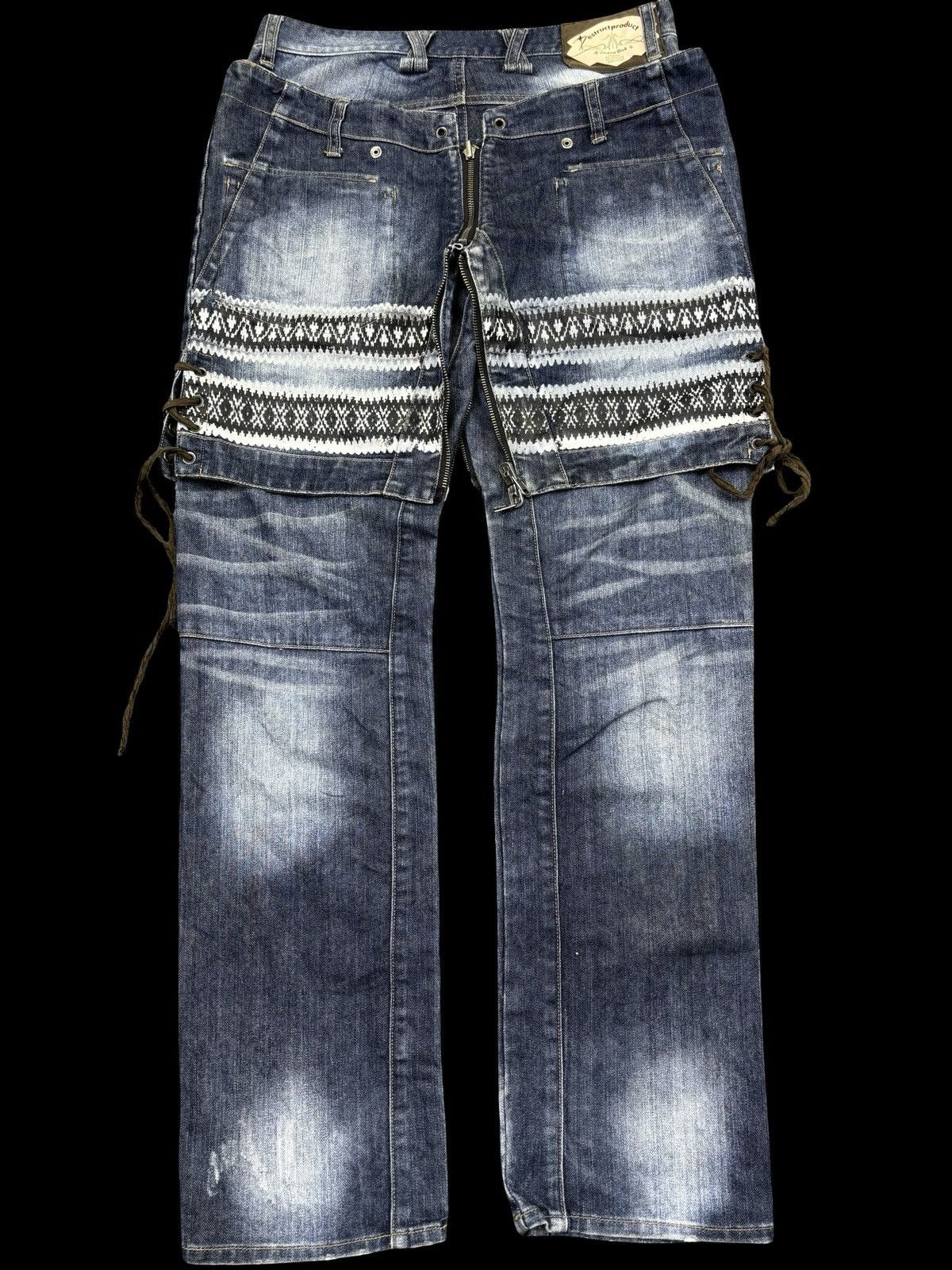 Archival PPFM Lace Up Artisanal Motives Denim F915