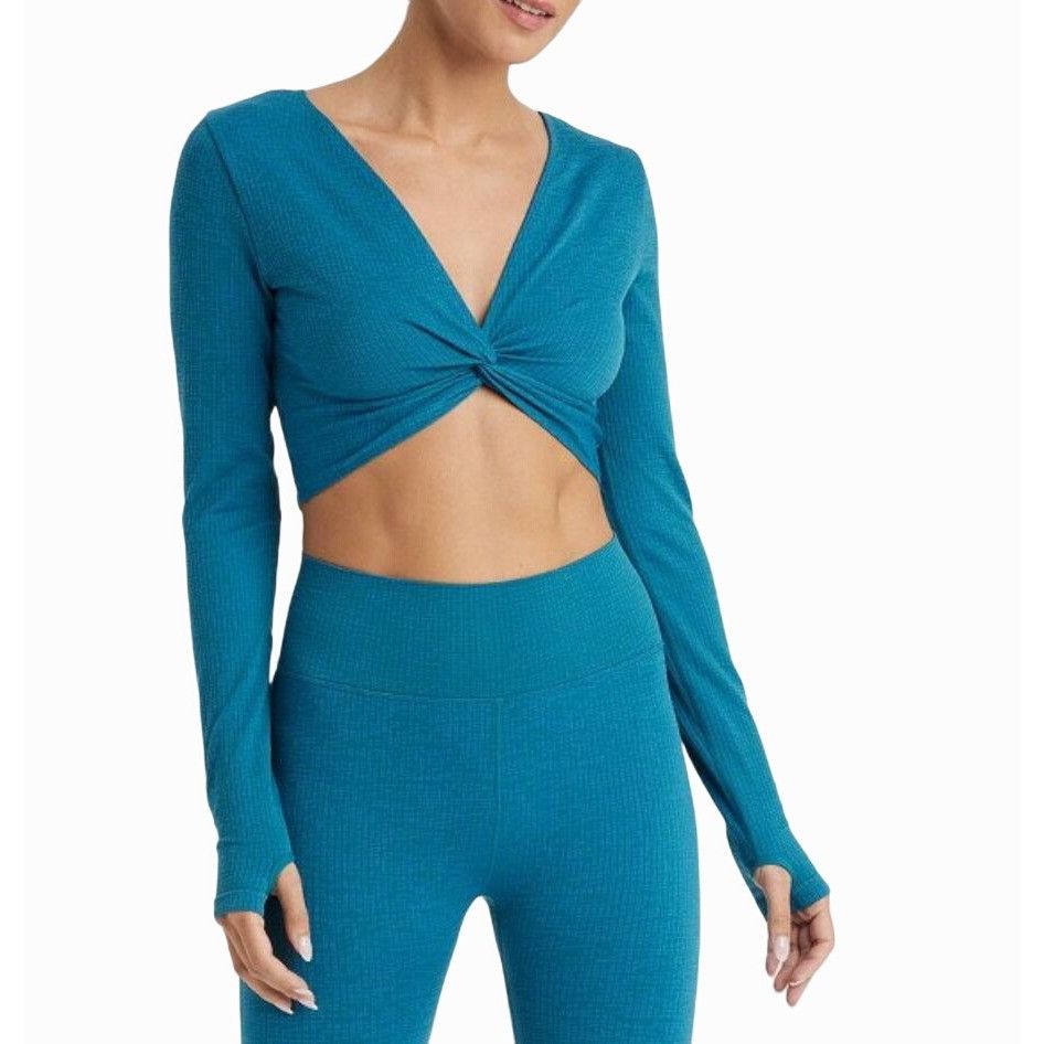 Other JoyLab - Women's Wear 2 Ways Long Sleeve Crop Top - Blue - X Size XXL / US 16-18 / IT 52-54 - 1 Thumbnail
